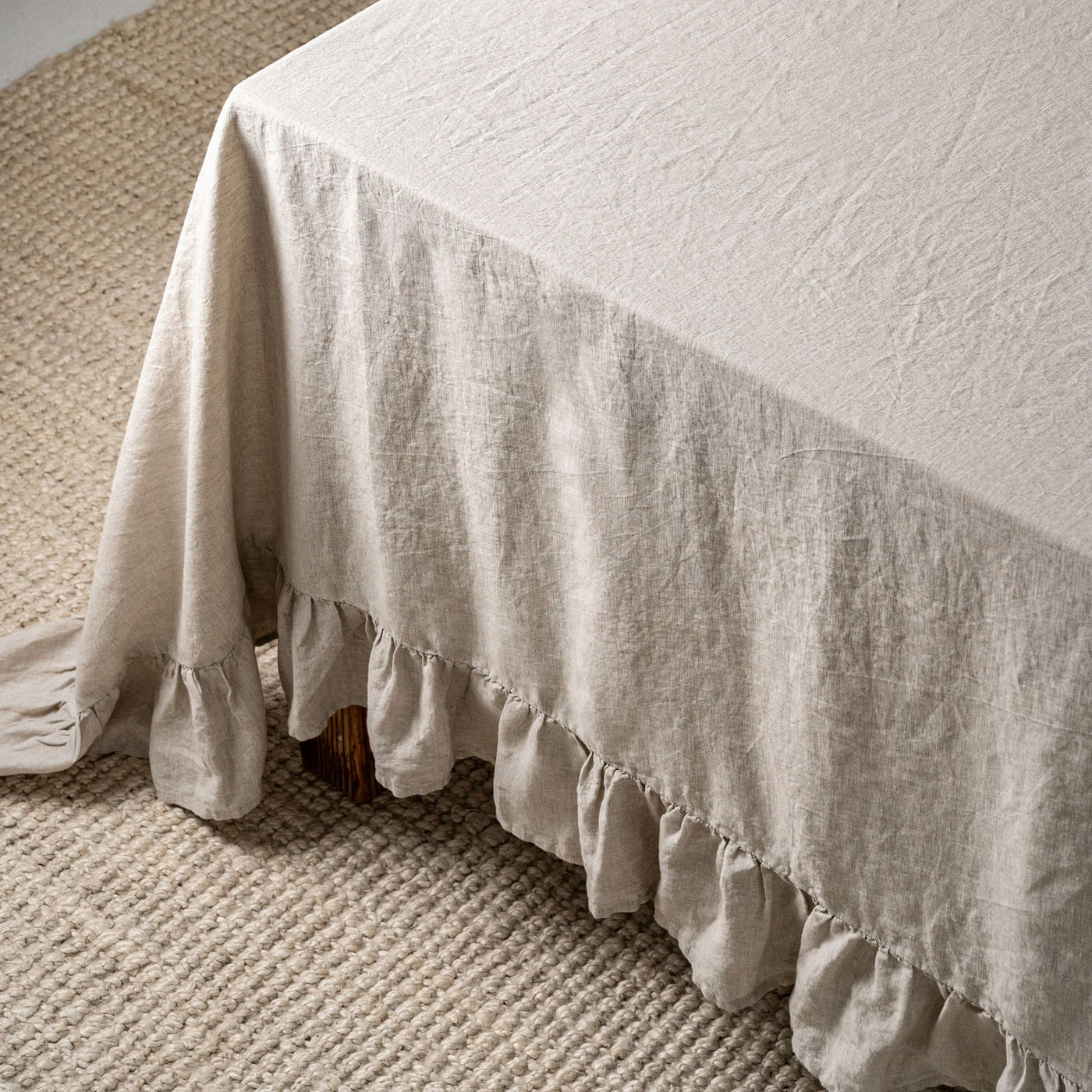 Beige Table Cloth with Ruffles