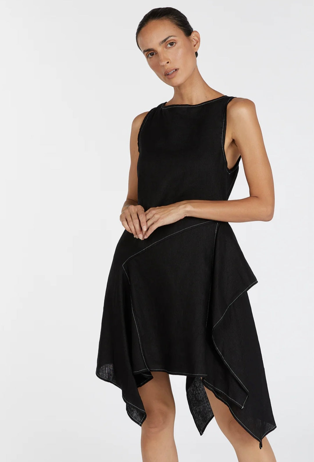 Black Linen Dress | Asymmetric Dress | Linen Dress | Linen Clothing |