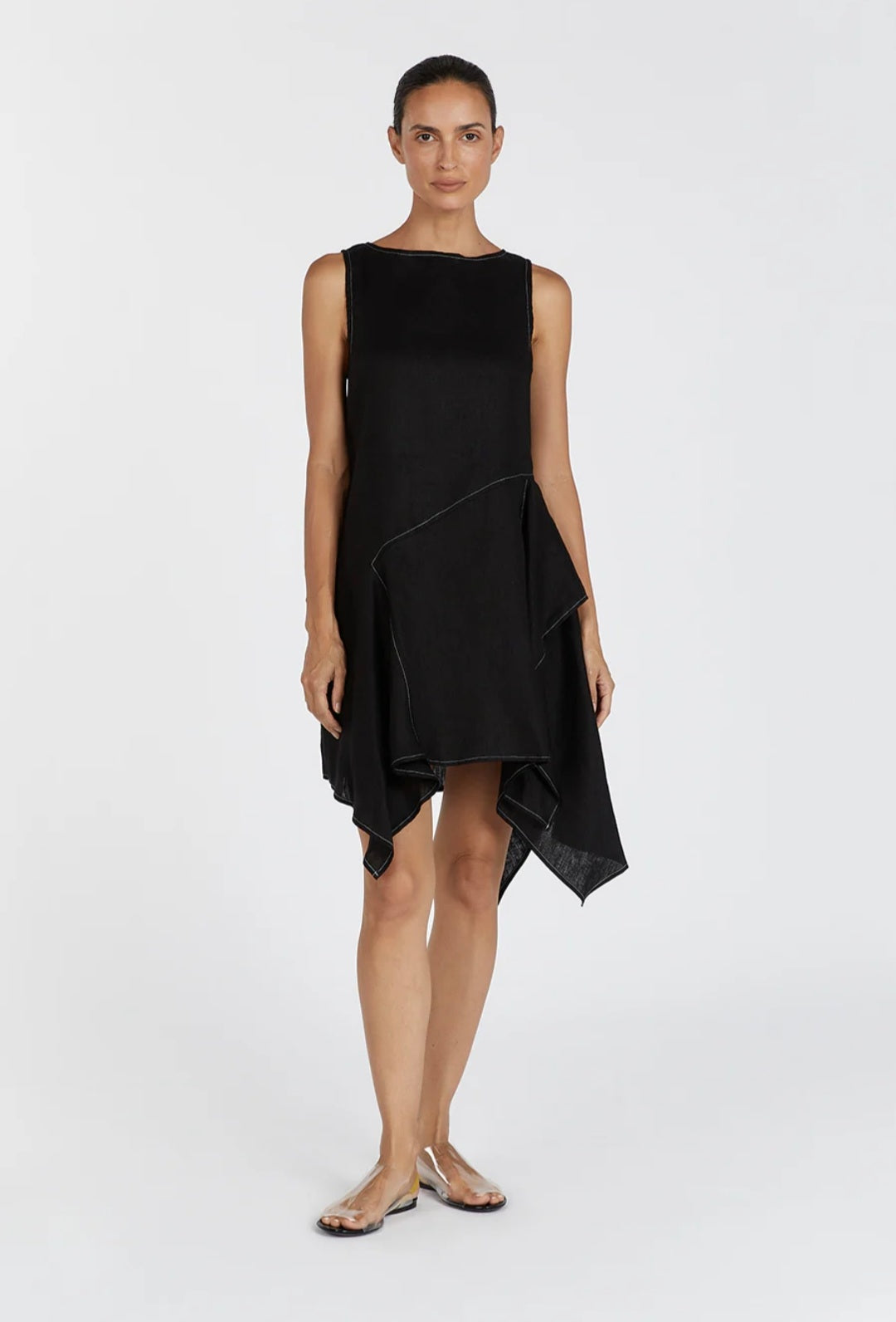 Black Linen Dress | Asymmetric Dress | Linen Dress | Linen Clothing |