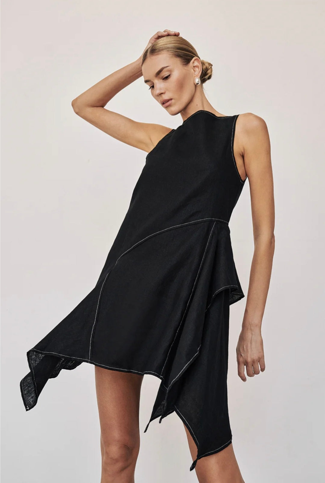 Black Linen Dress | Asymmetric Dress | Linen Dress | Linen Clothing |