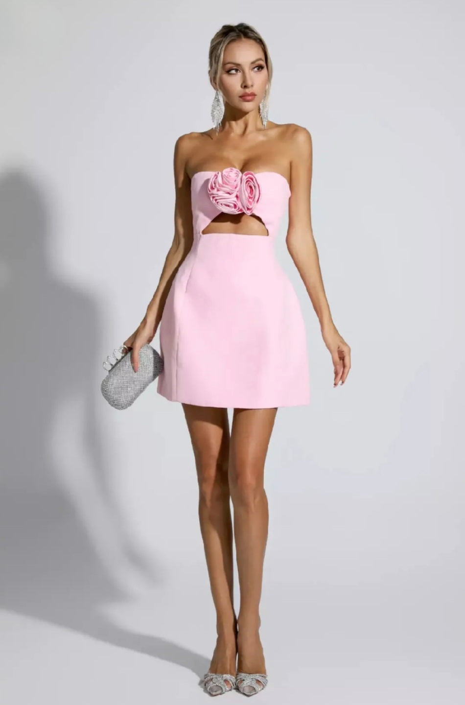 Baby Pink Crepe Tube Dress Mini Dress Crepe Dress Tube Dress