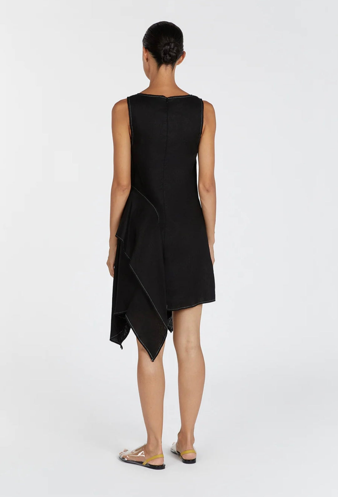Black Linen Dress | Asymmetric Dress | Linen Dress | Linen Clothing |