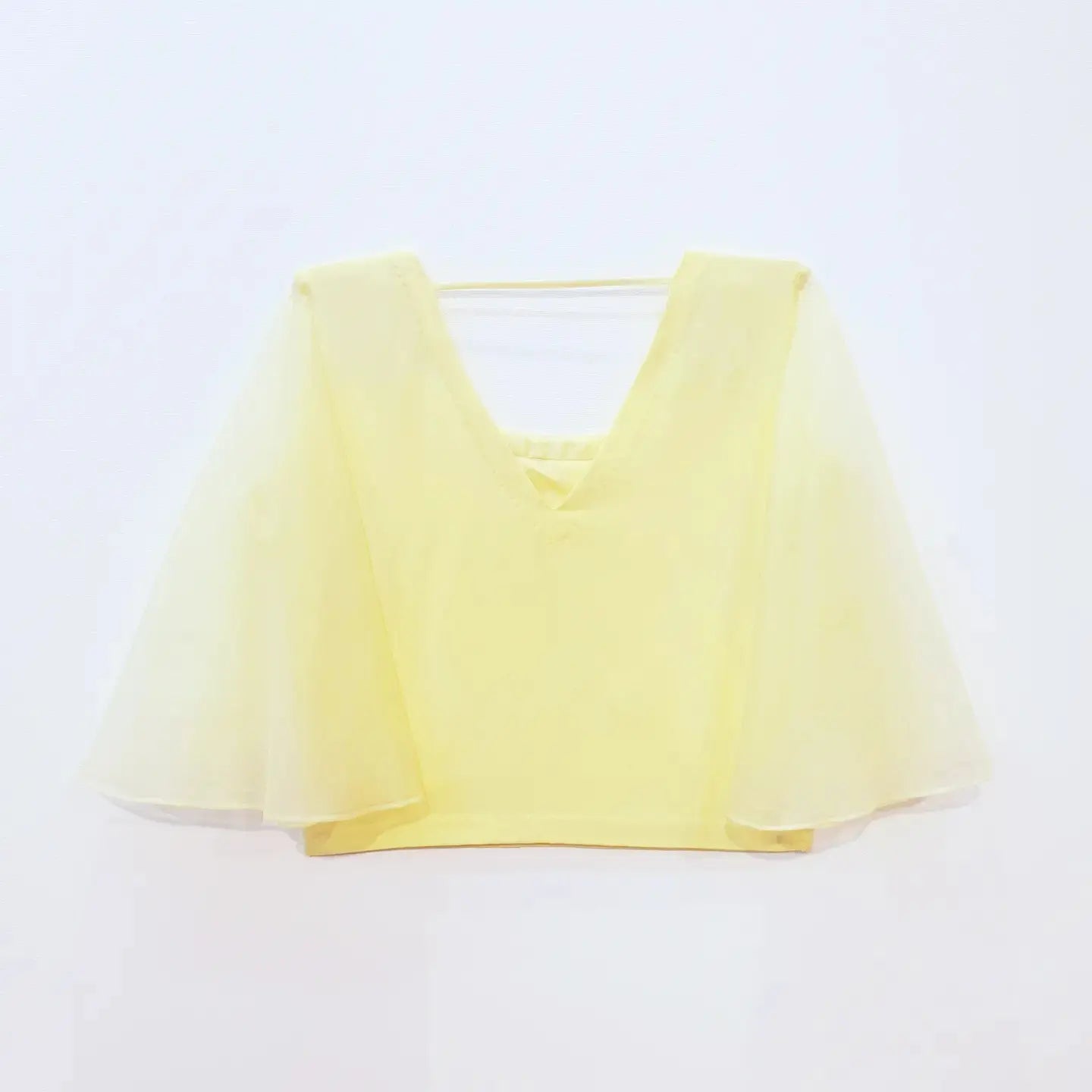 Lemon Yellow Crop Top with Hand Embroidered Sequins Floral Design