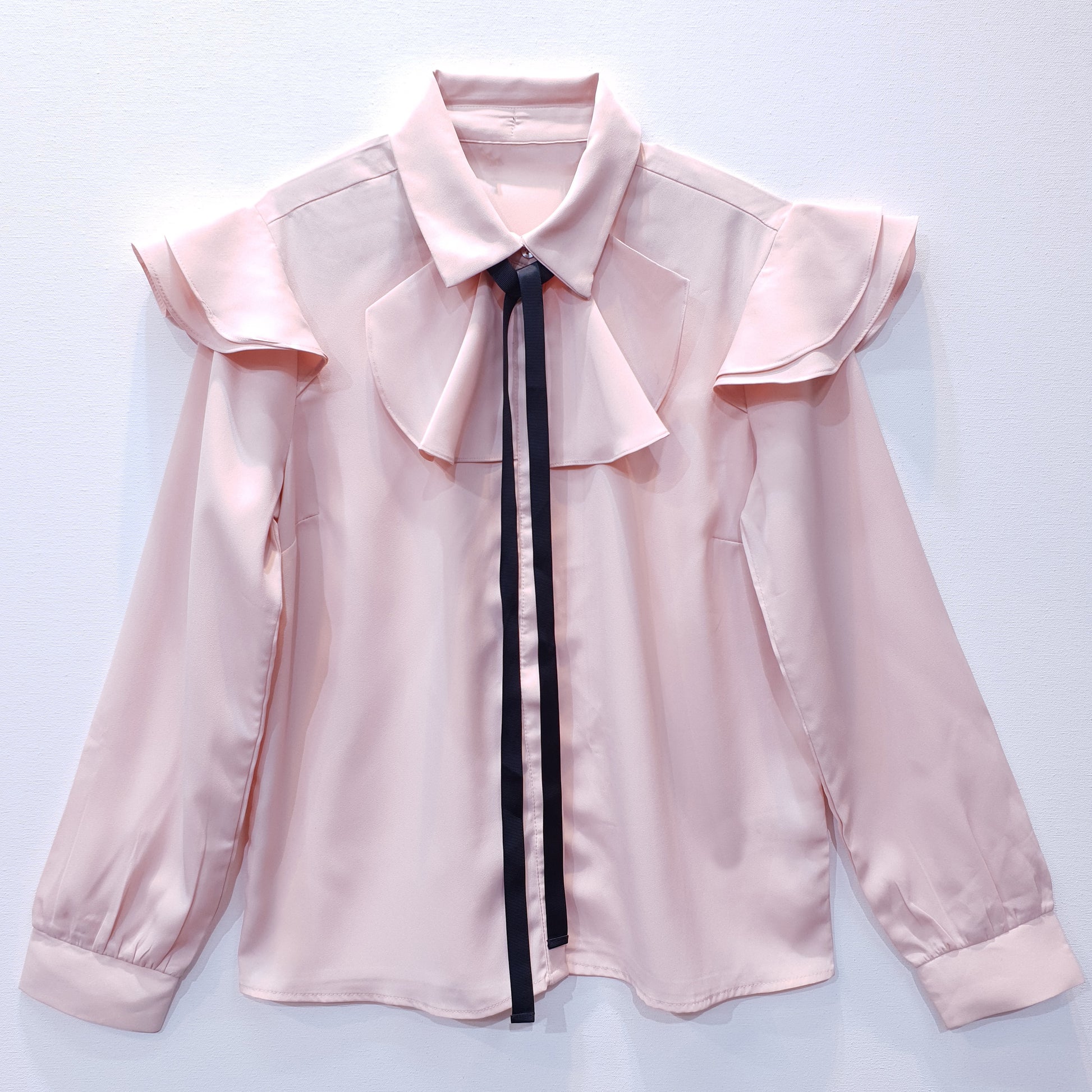 Shirt with Frills and Tie-up