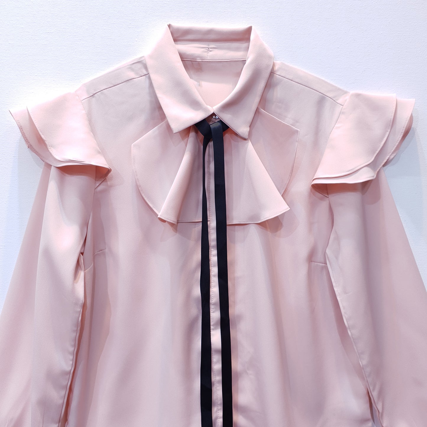 Shirt with Frills and Tie-up