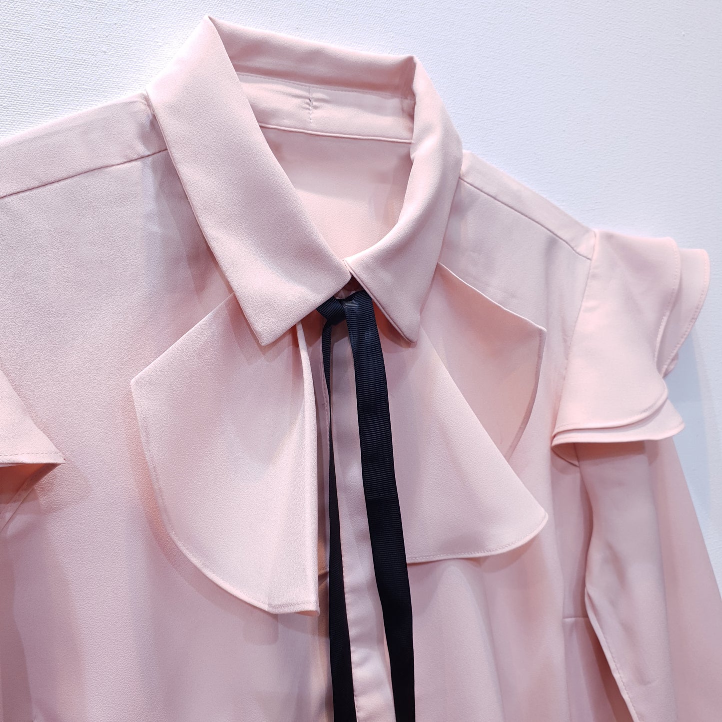 Shirt with Frills and Tie-up