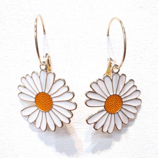 White Daisy Earrings