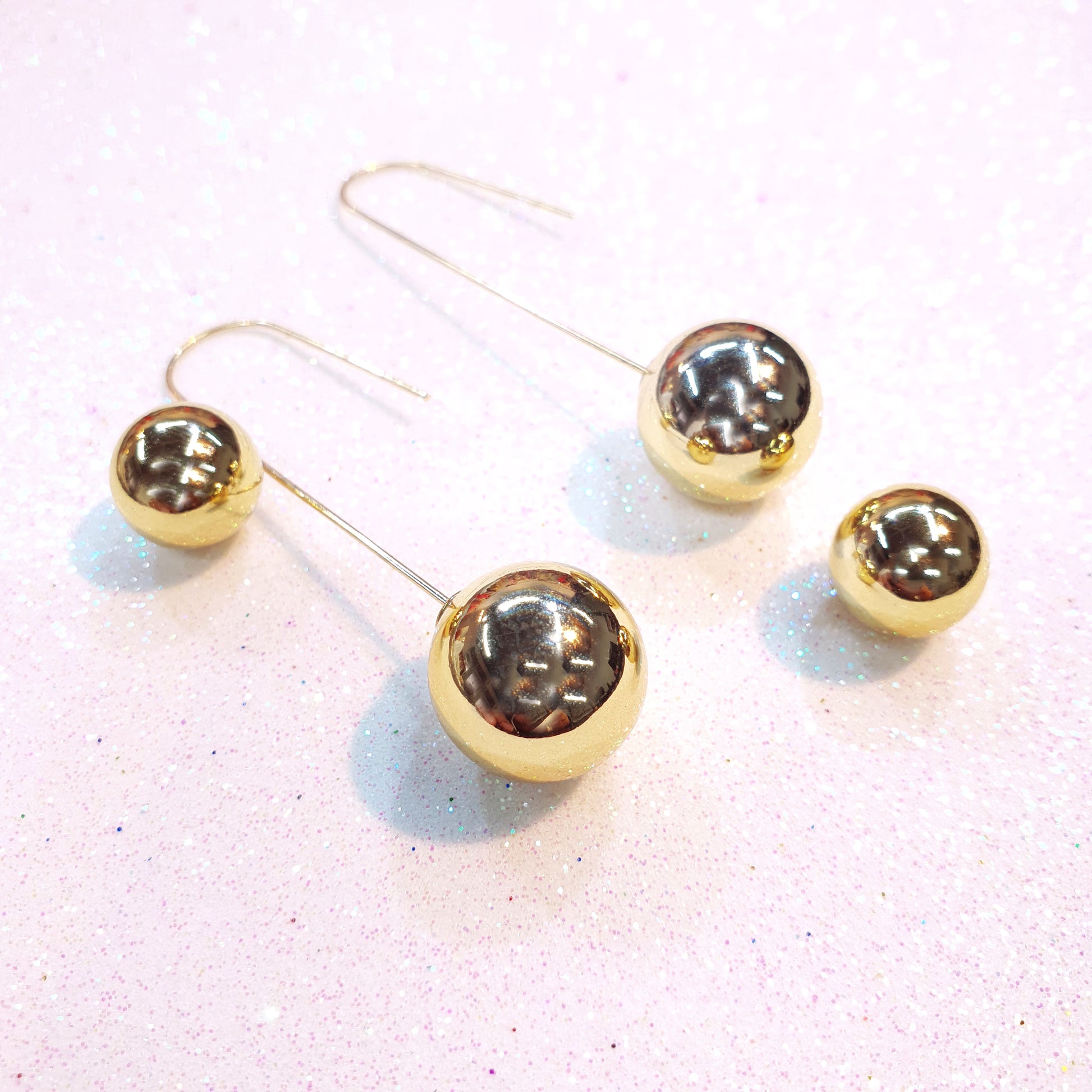 Gold Ball Dangle Earrings