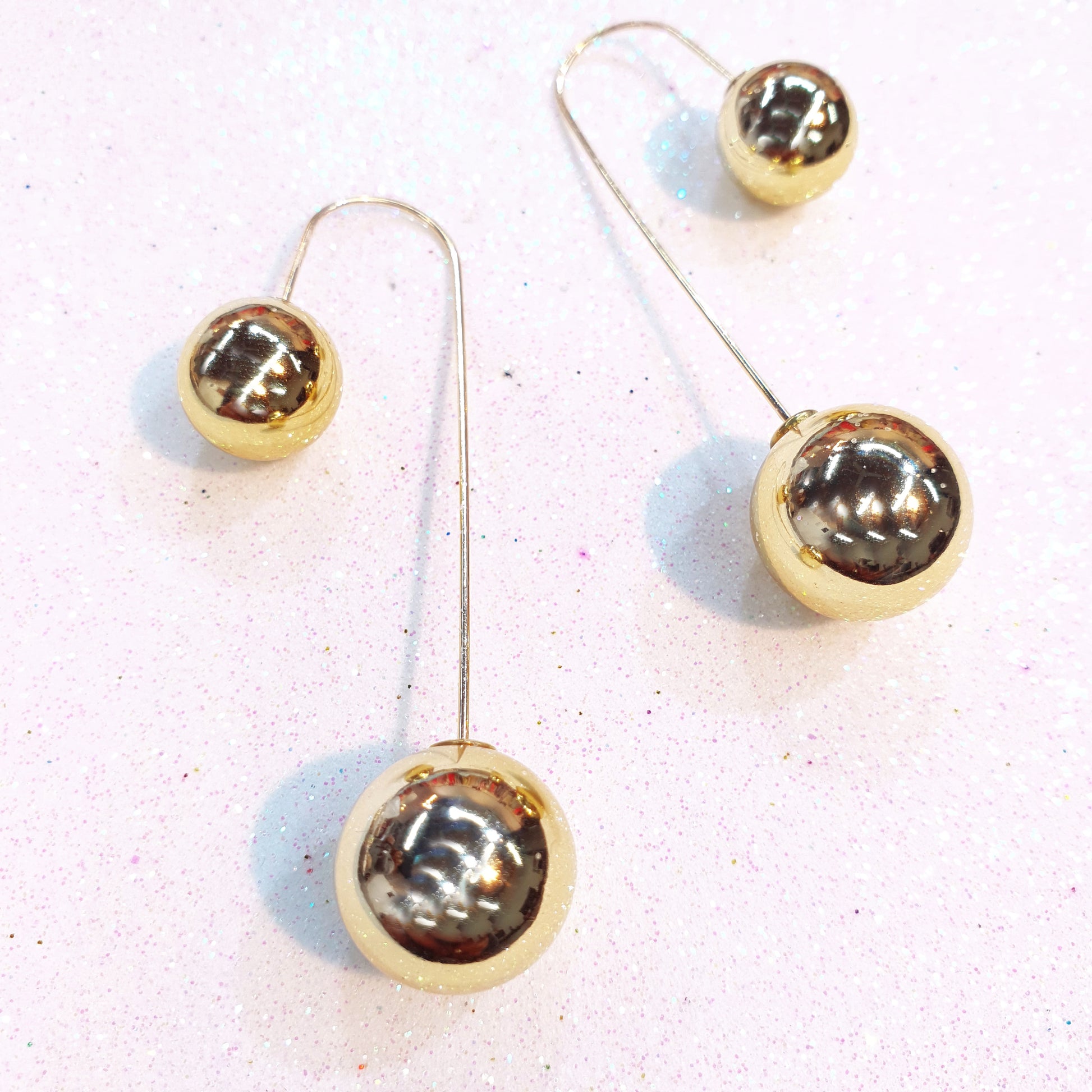 Gold Ball Dangle Earrings