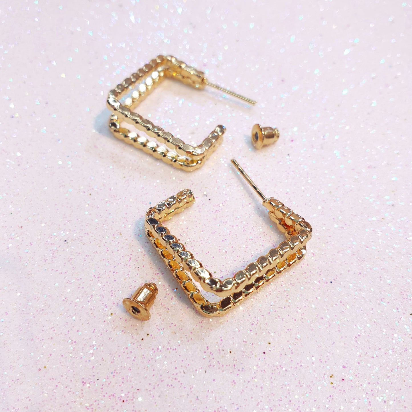 Small Square Gold Earrings