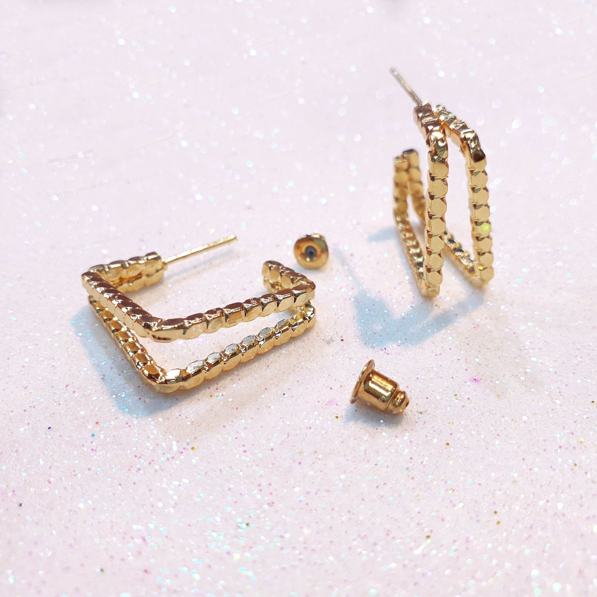 Small Square Gold Earrings