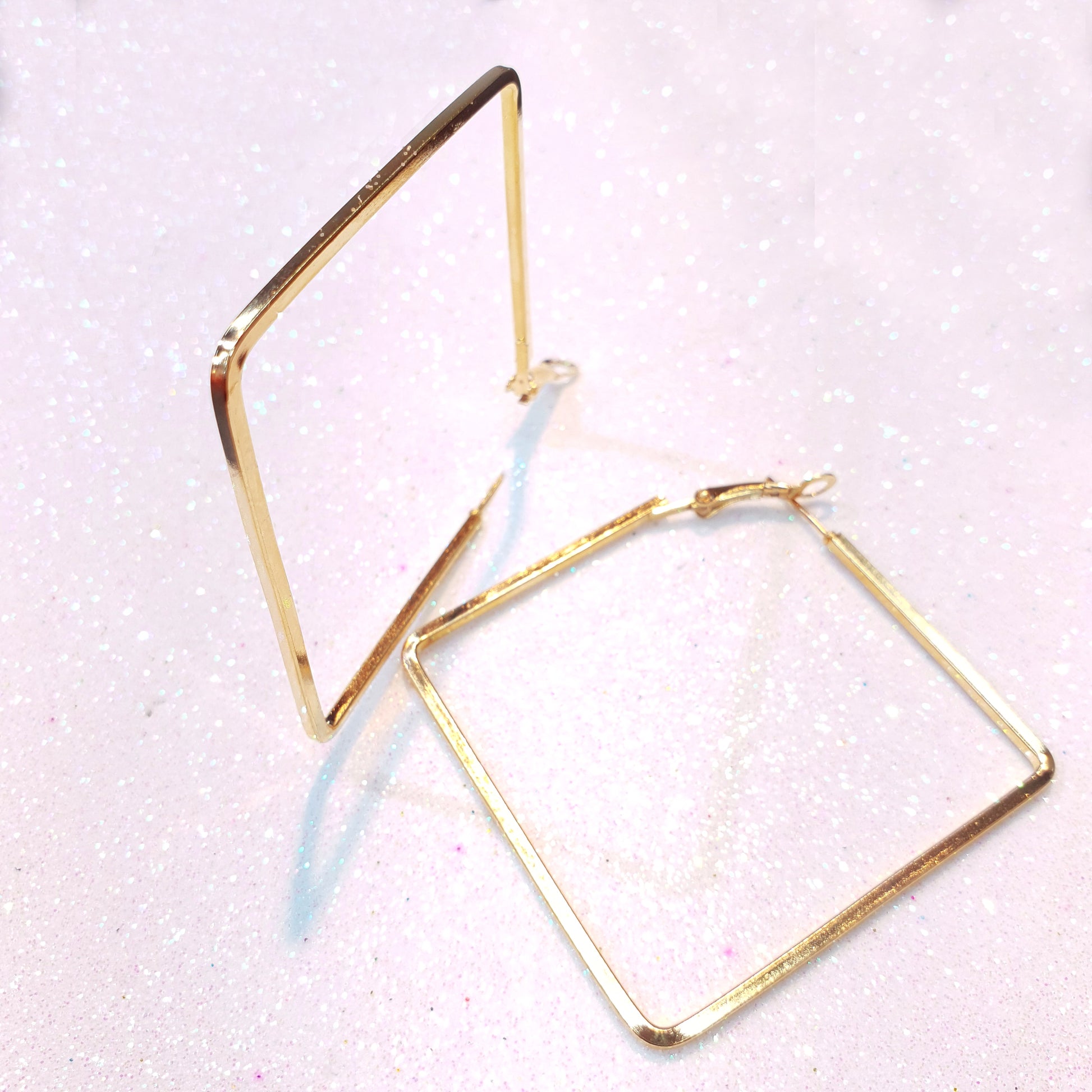 Gold Big Square Earrings