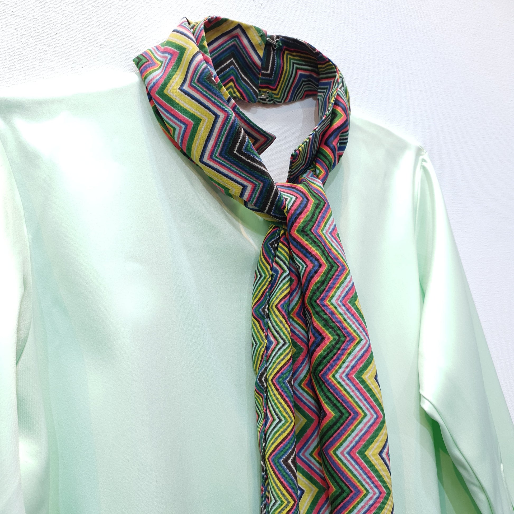 Satin Top with Printed Scarf