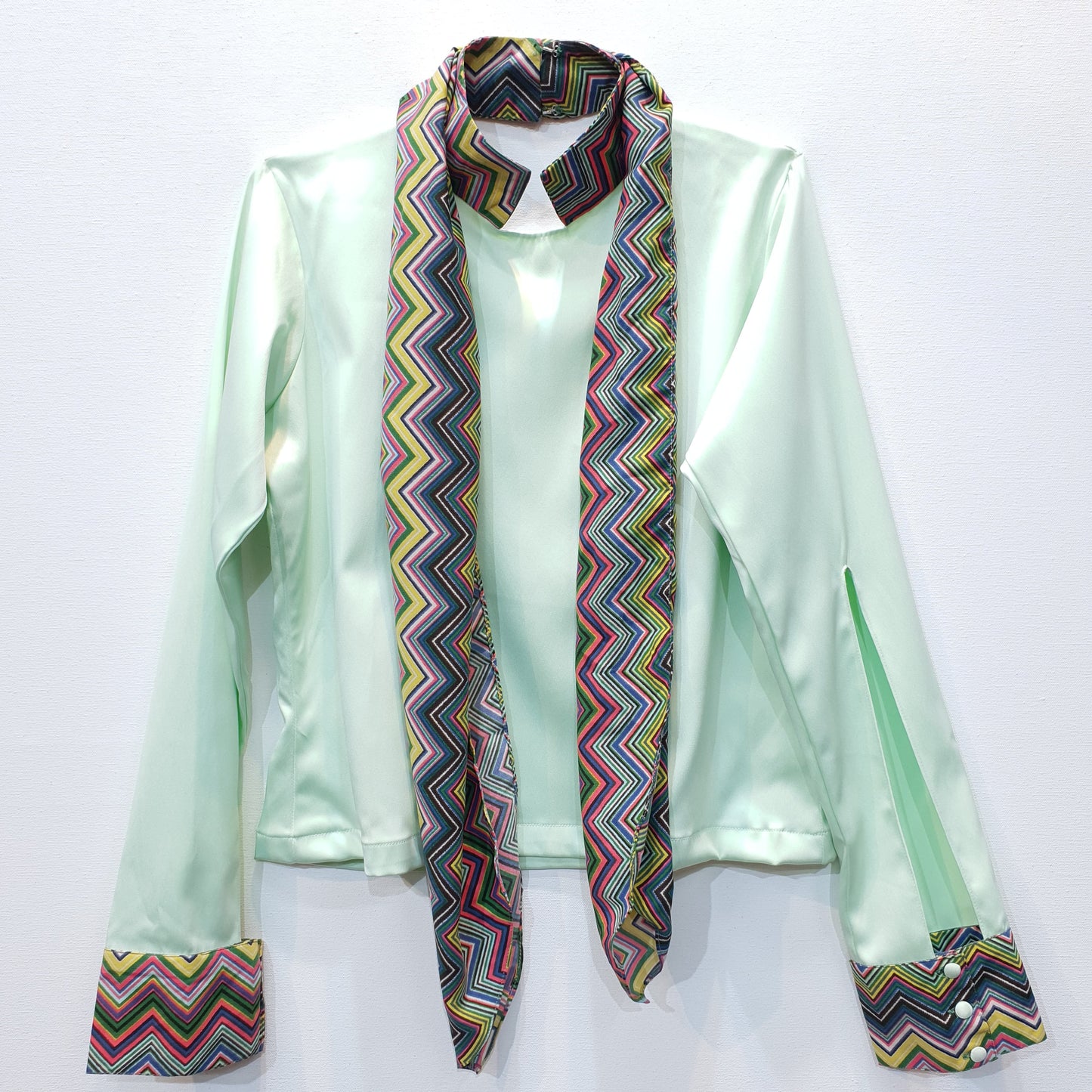 Satin Top with Printed Scarf