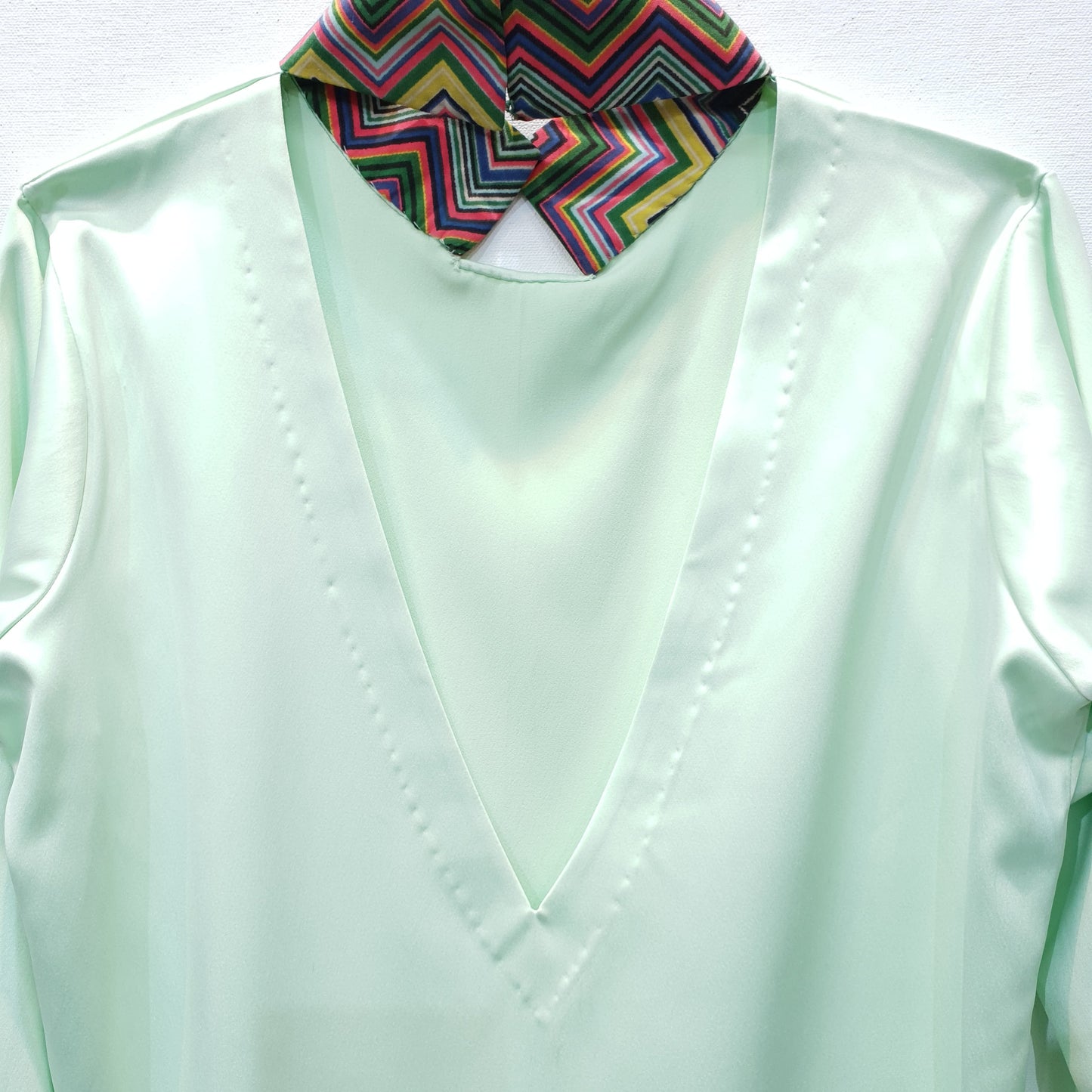 Satin Top with Printed Scarf