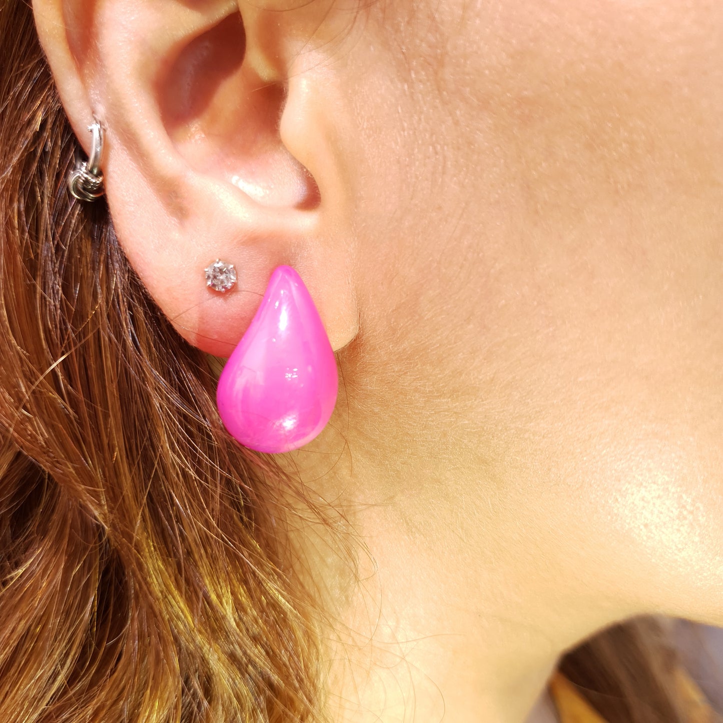 Pink Earrings - Water Drop Earrings in Hot Pink | November 28