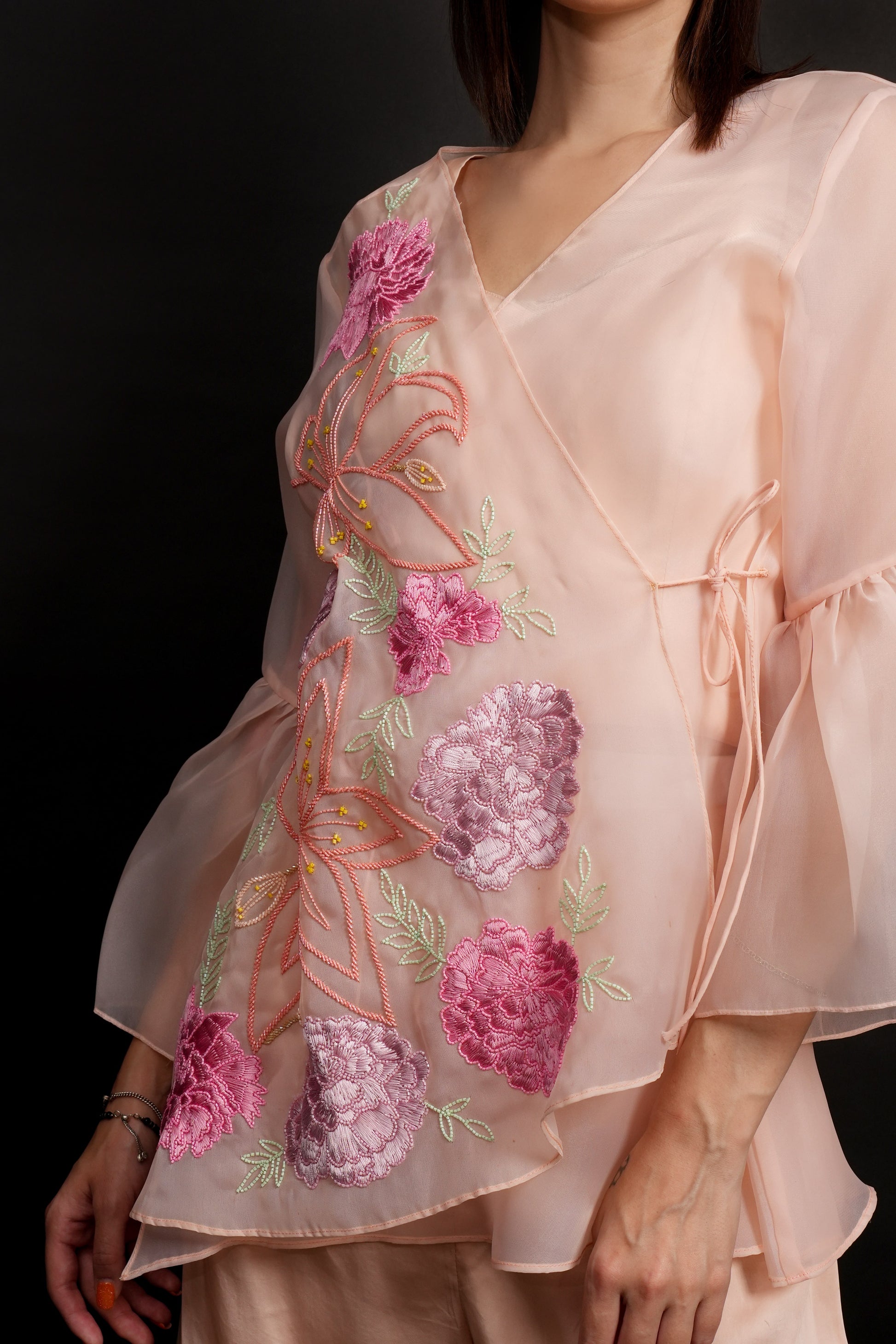 Peach Organza Co-ord Set