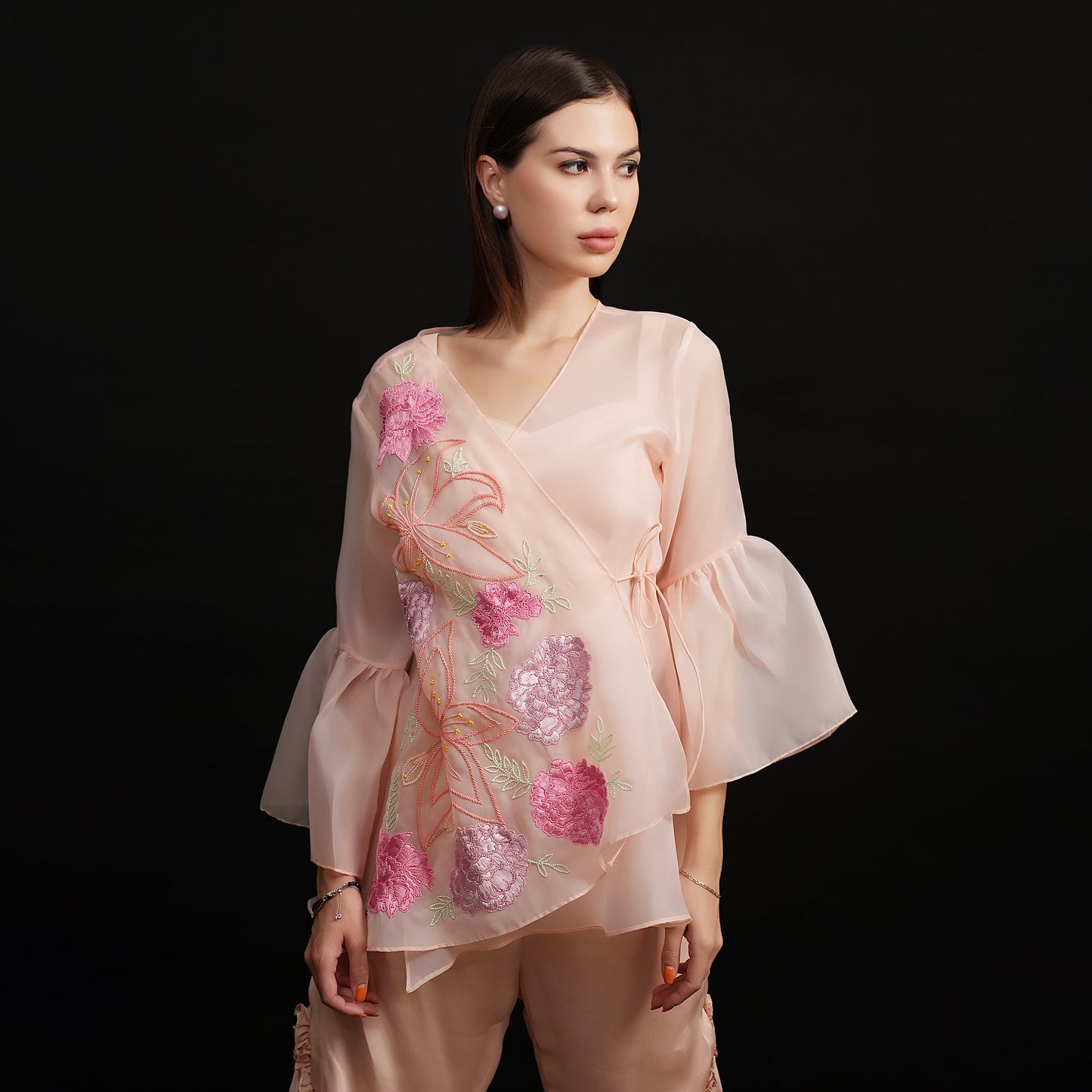 Peach Organza Co-ord Set