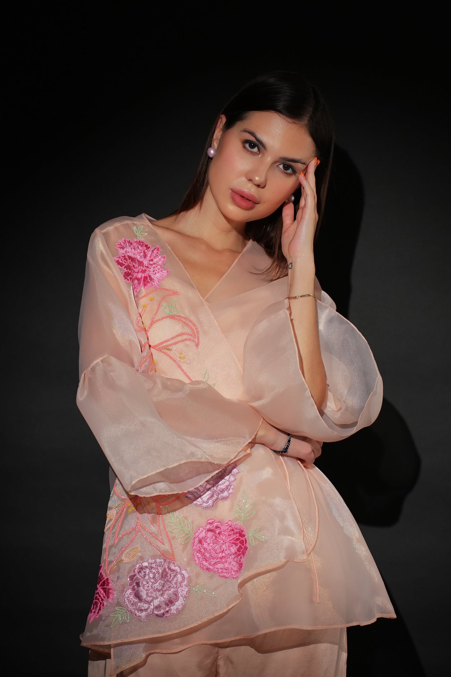 Peach Organza Co-ord Set