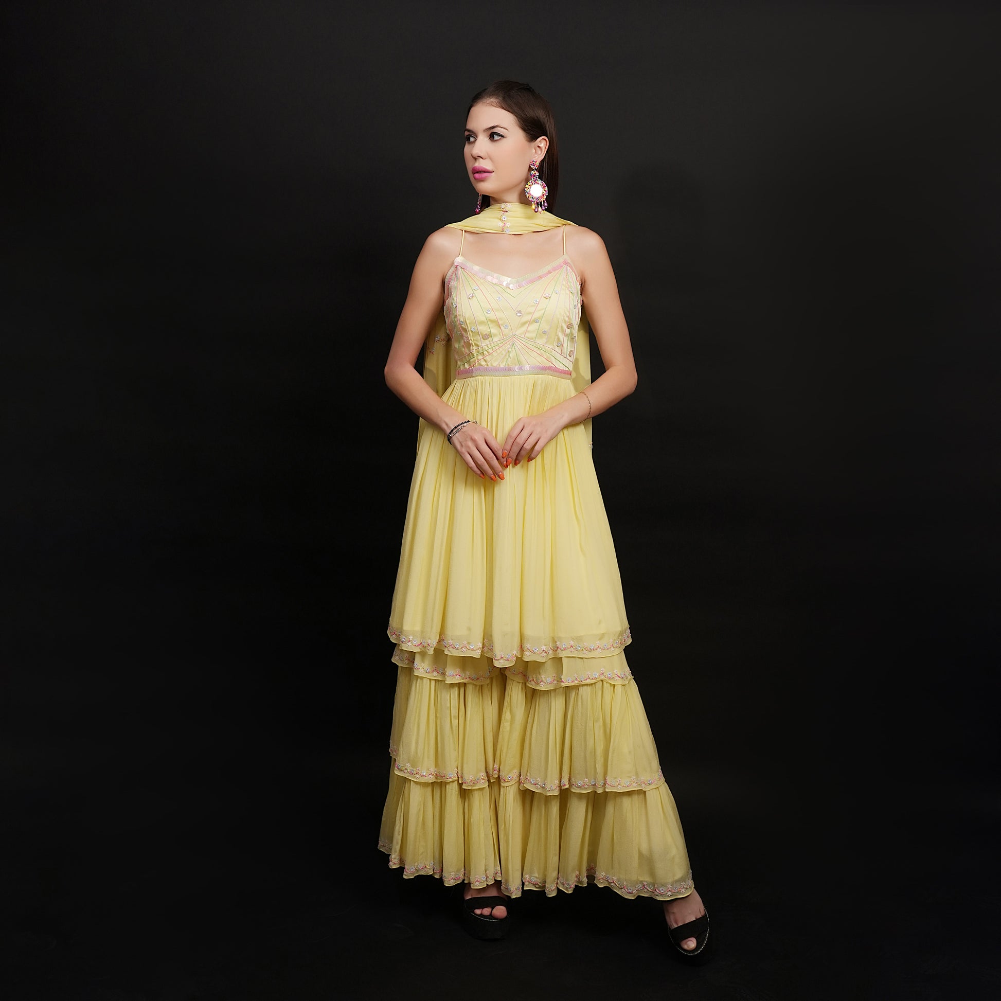 Lemon Yellow Gharara Set