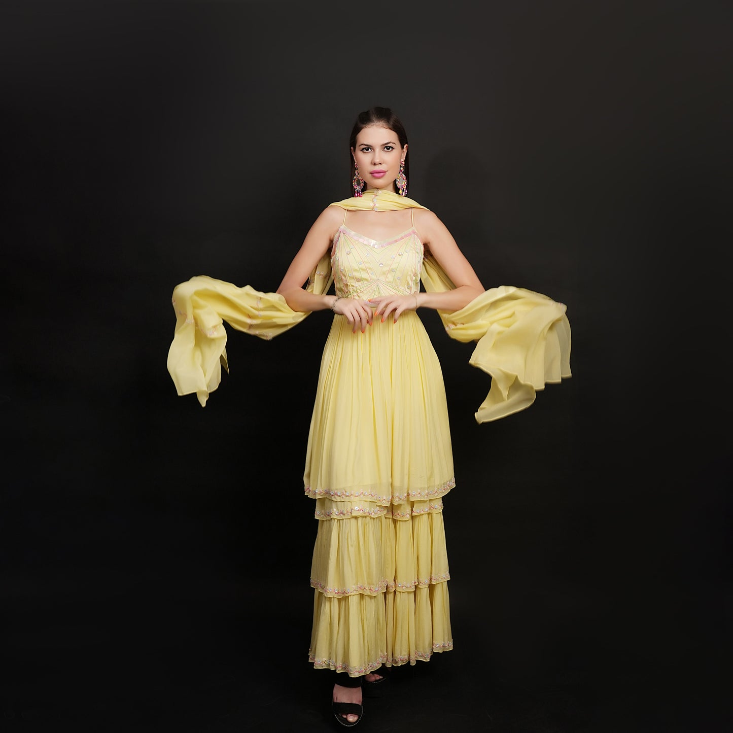 Lemon Yellow Gharara Set