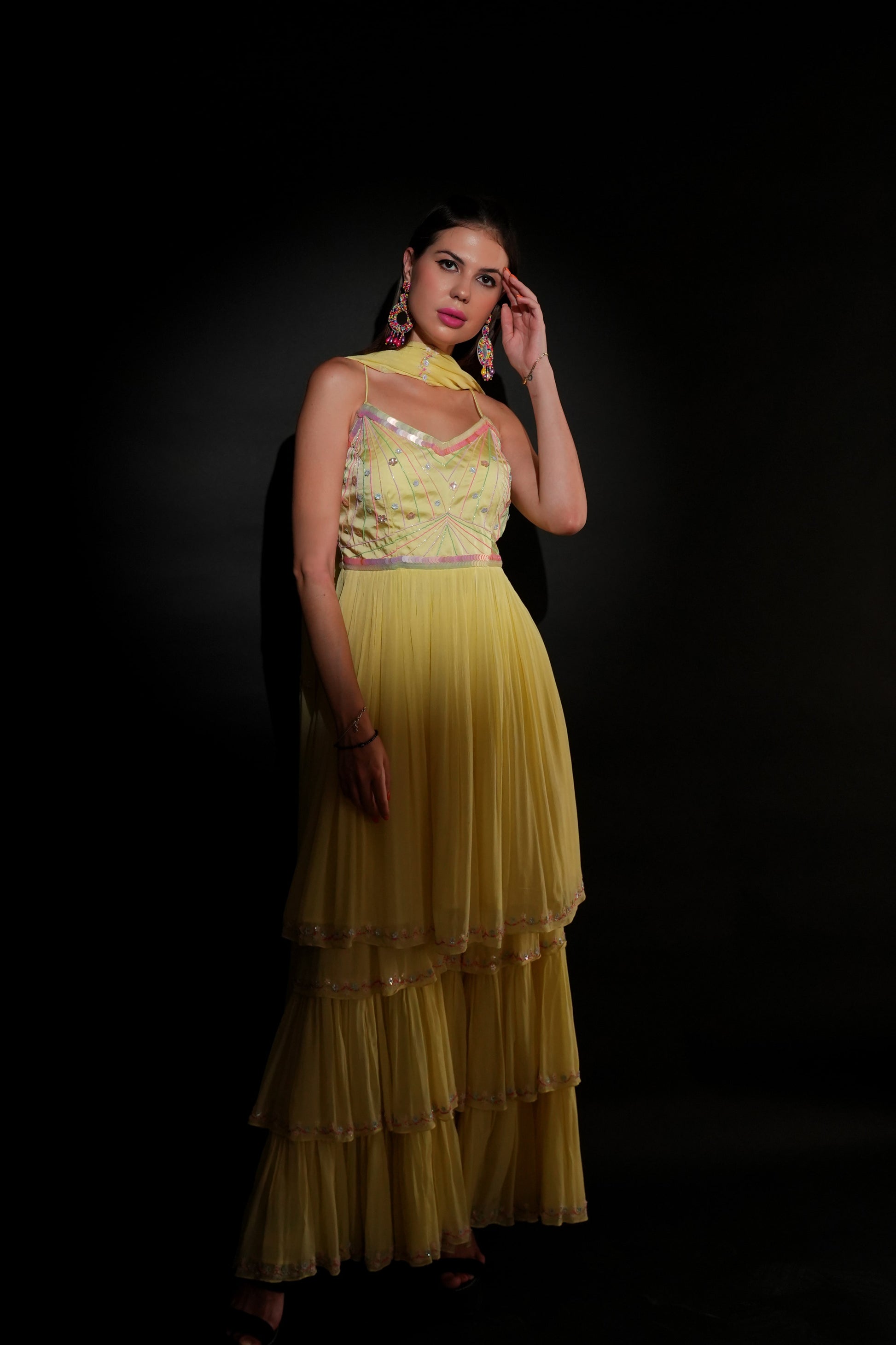 Lemon Yellow Gharara Set