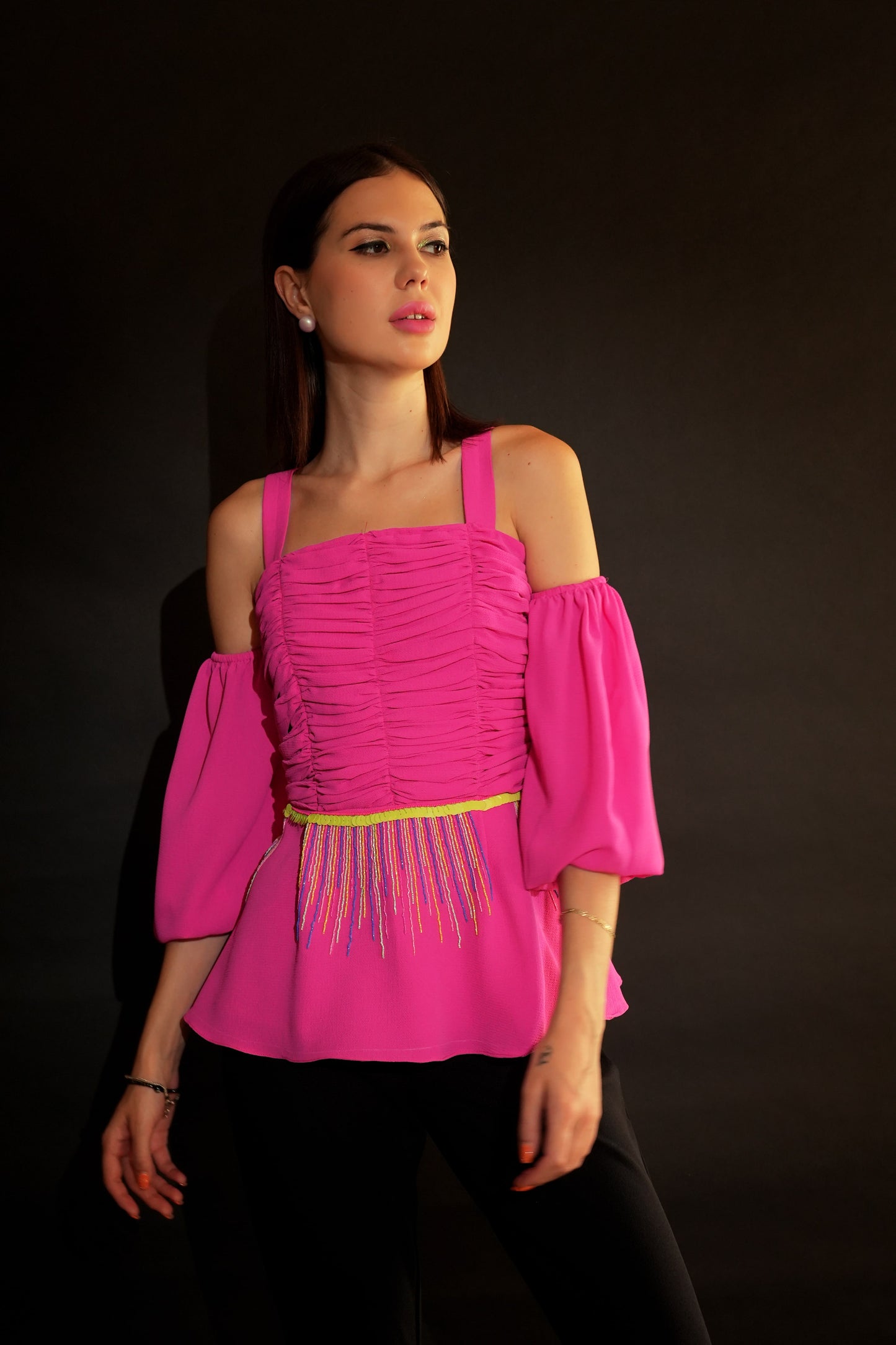 Pink Peplum Top | Pink Top | Peplum Top | Embroidered Tops