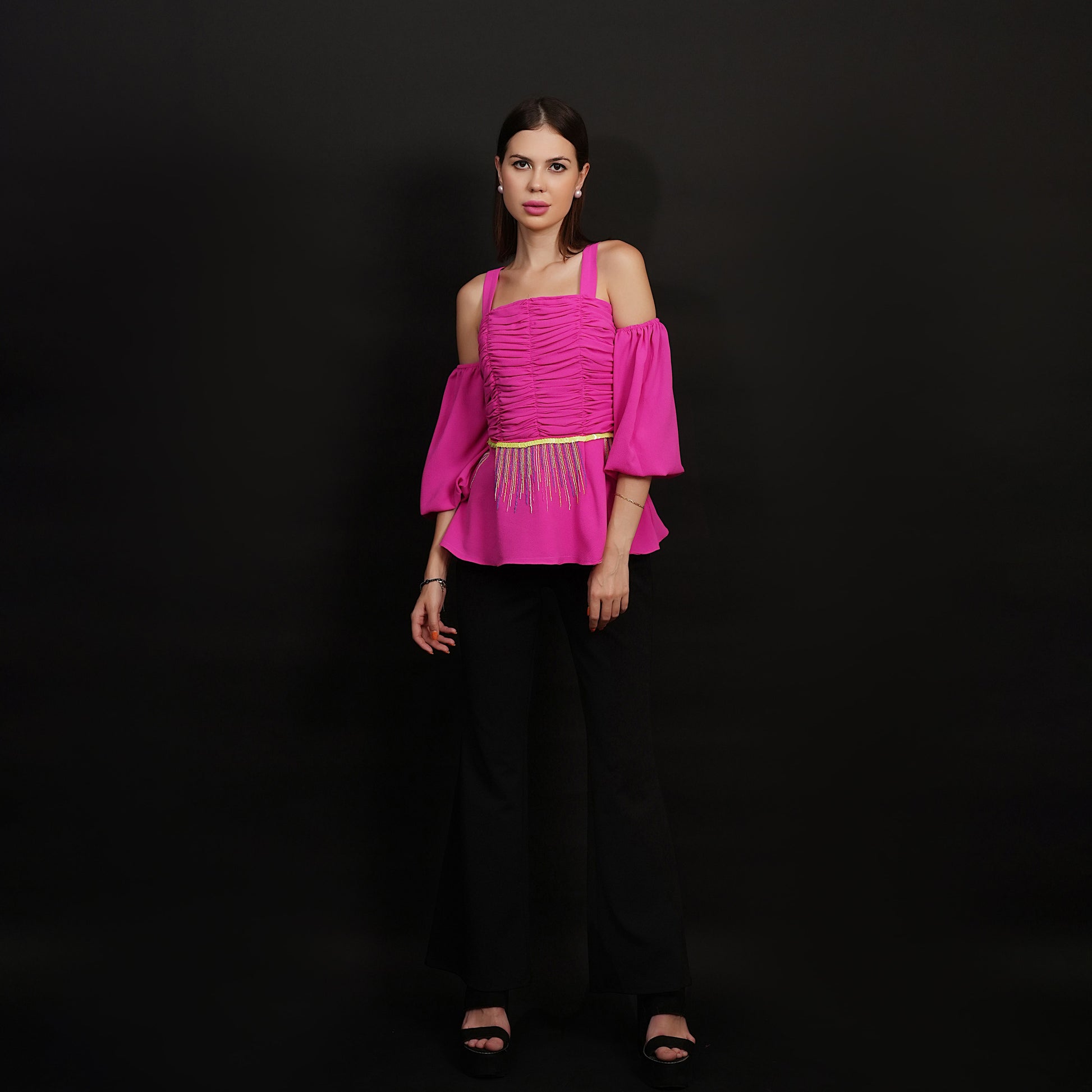 Pink Peplum Top | Pink Top | Peplum Top | Embroidered Tops