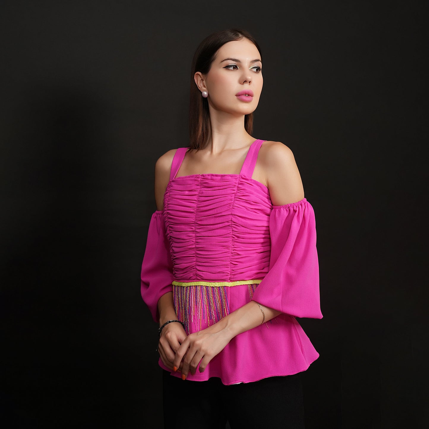 Pink Peplum Top | Pink Top | Peplum Top | Embroidered Tops