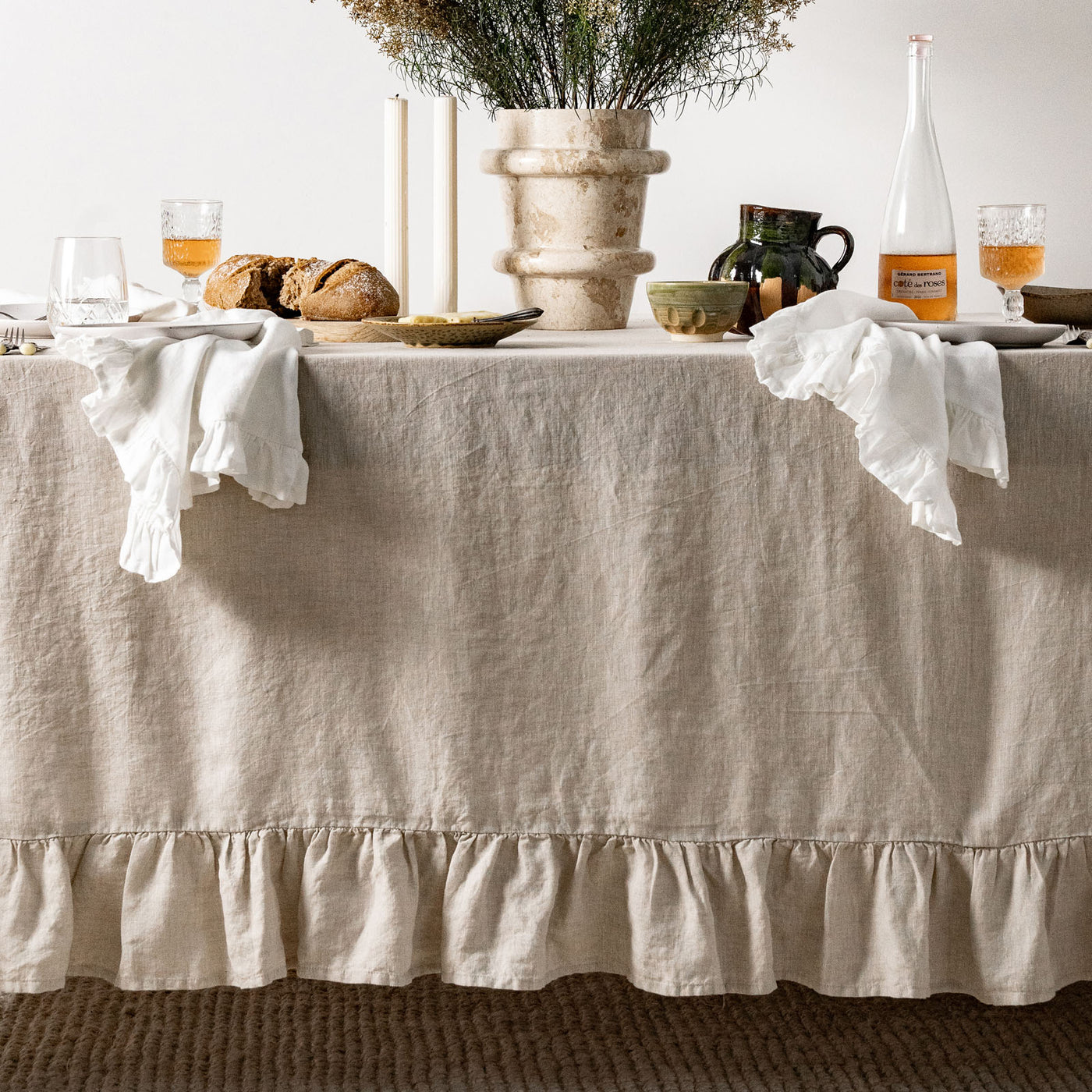 Beige Table Cloth with Ruffles