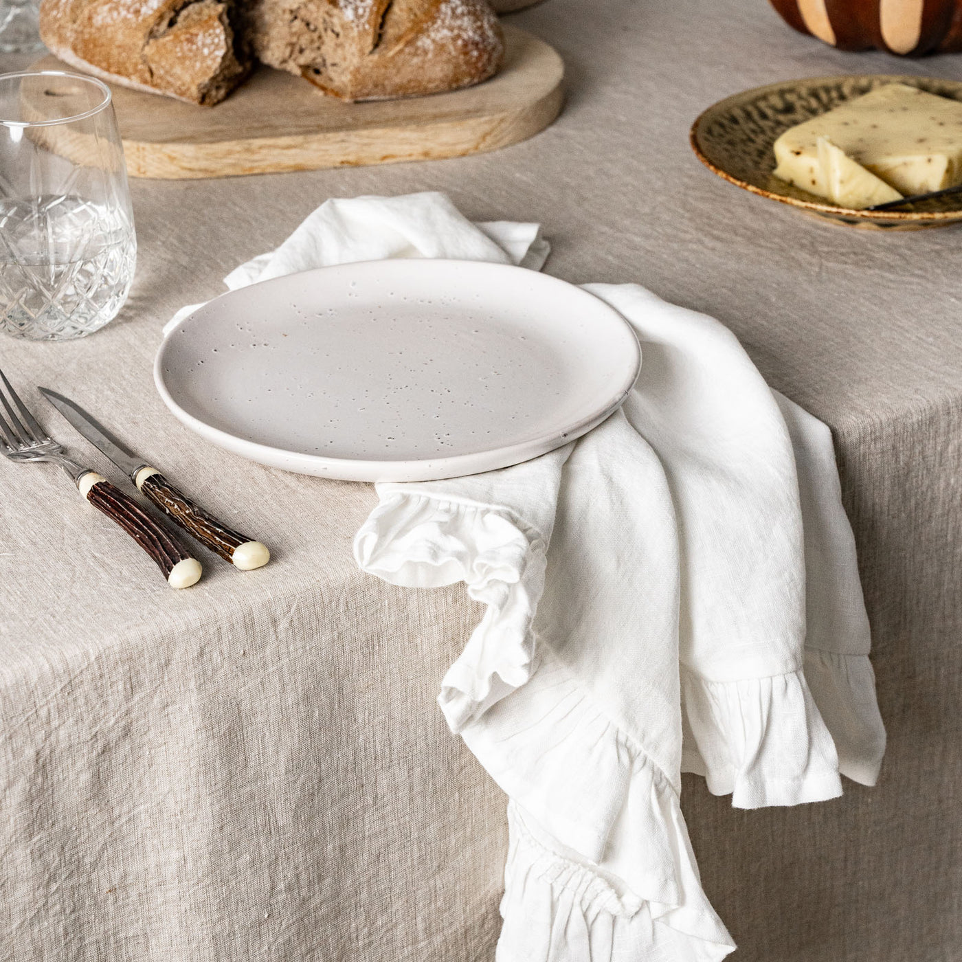 100% Linen Napkin Set Ruffles
