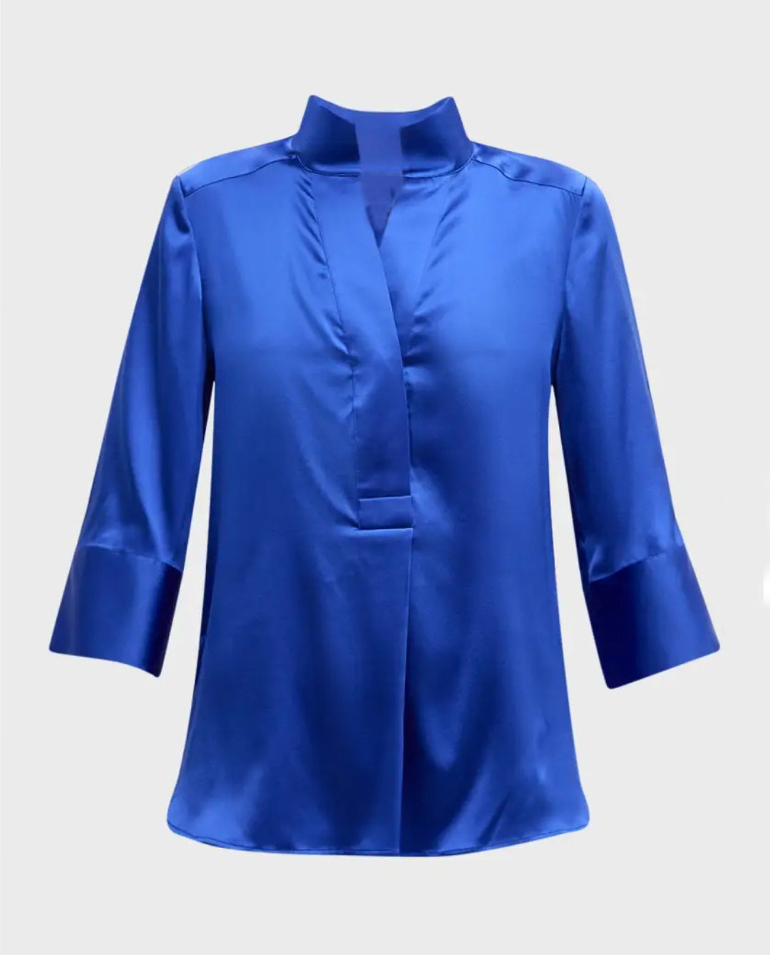 Satin Top | Blue Top | Formal Top | Quarter Sleeves Top