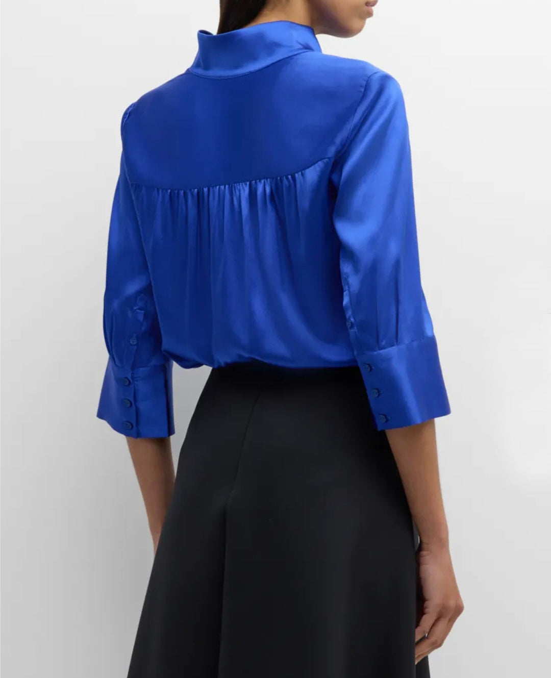 Satin Top | Blue Top | Formal Top | Quarter Sleeves Top