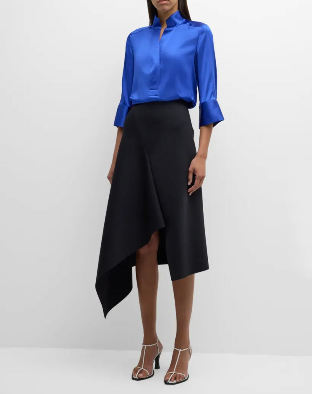 Satin Top | Blue Top | Formal Top | Quarter Sleeves Top