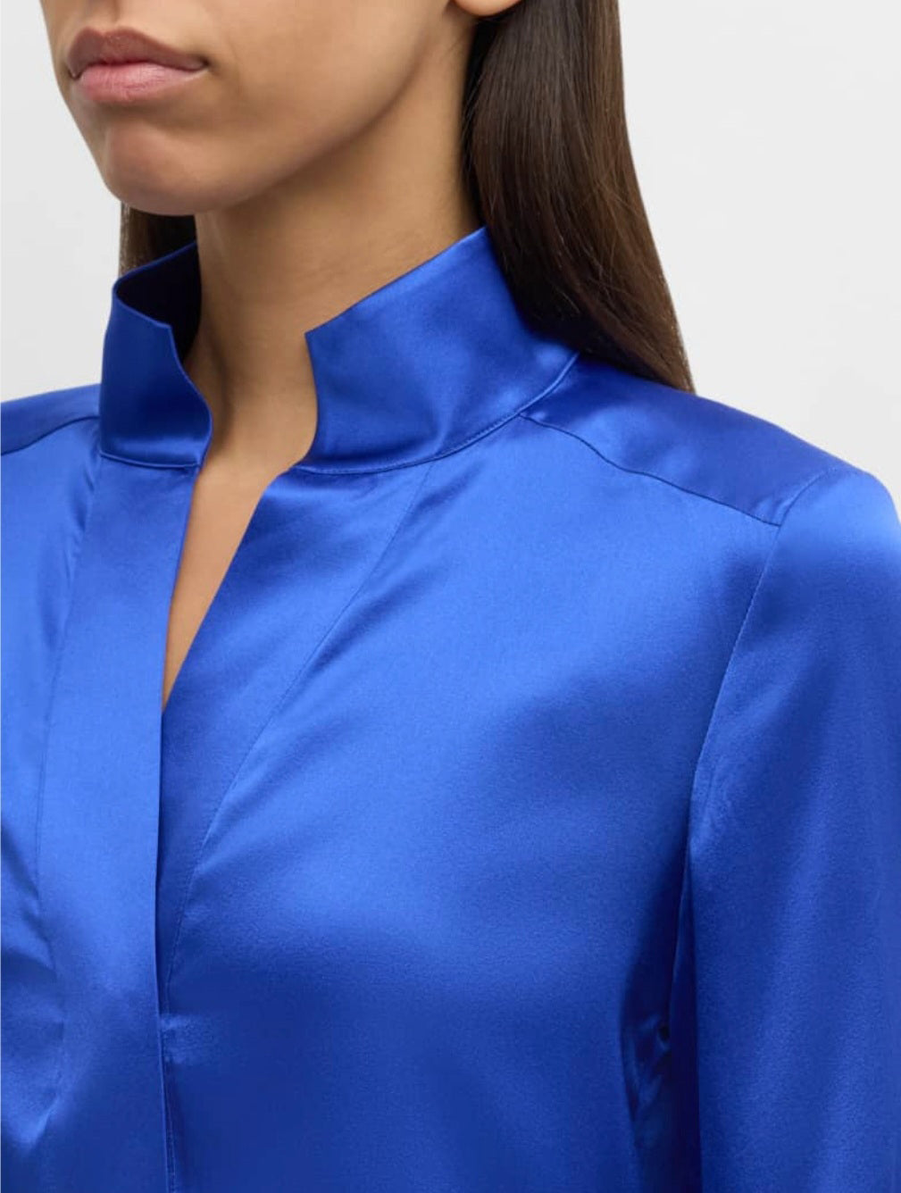 Satin Top | Blue Top | Formal Top | Quarter Sleeves Top