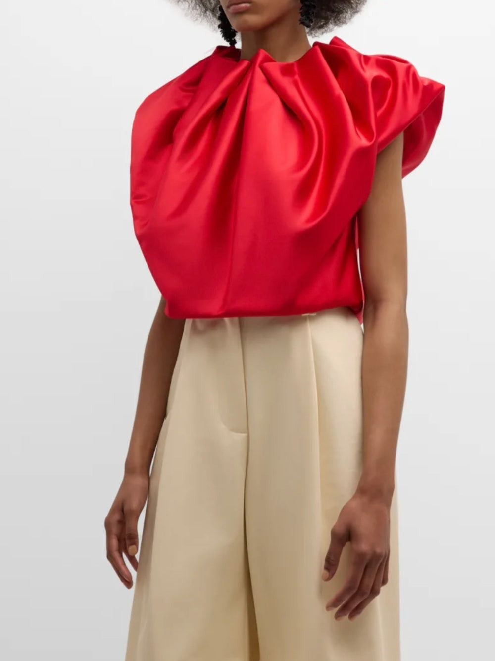 Red Satin Top | Satin Crop Top | Satin Top with Gathers