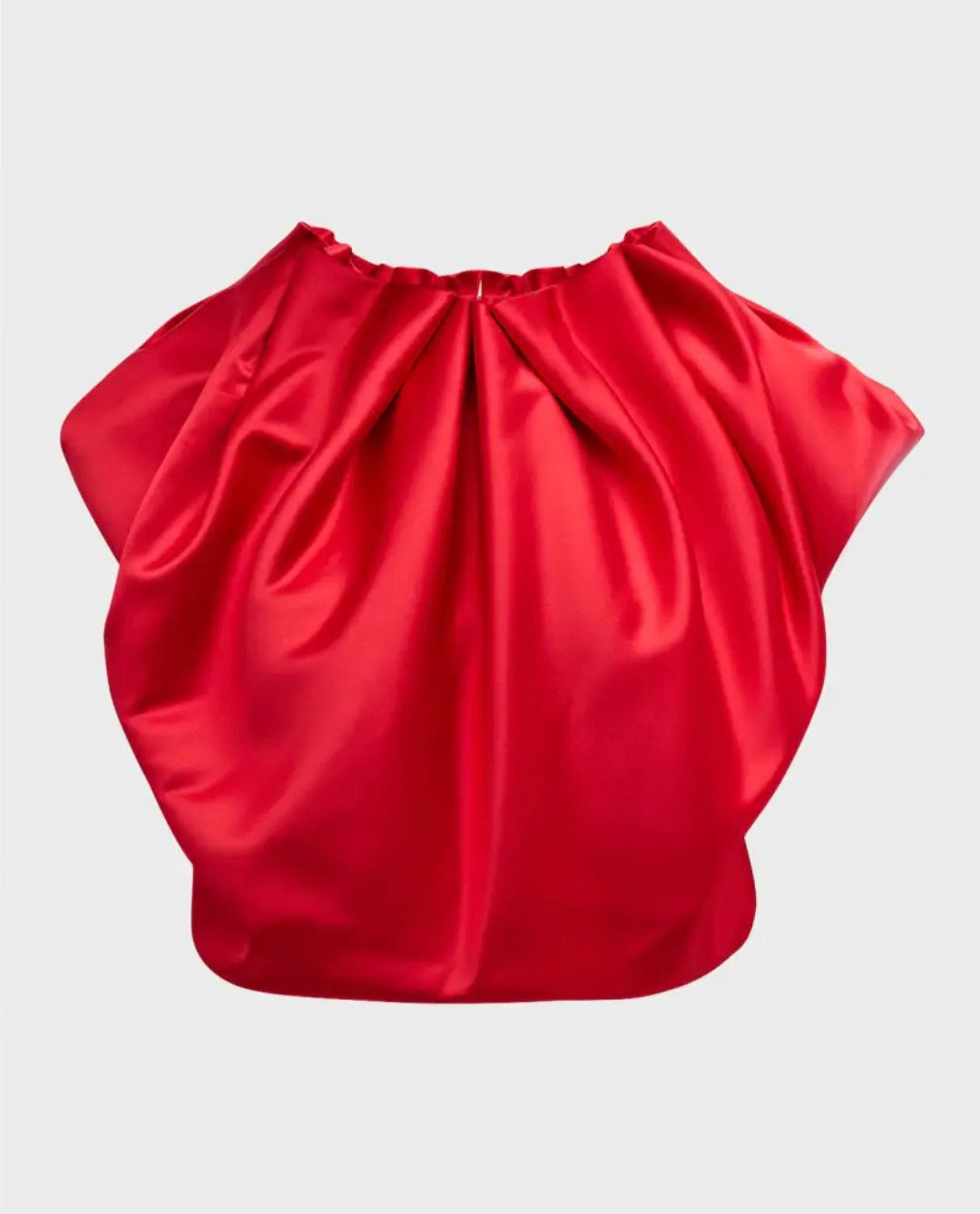 Red Satin Top | Satin Crop Top | Satin Top with Gathers