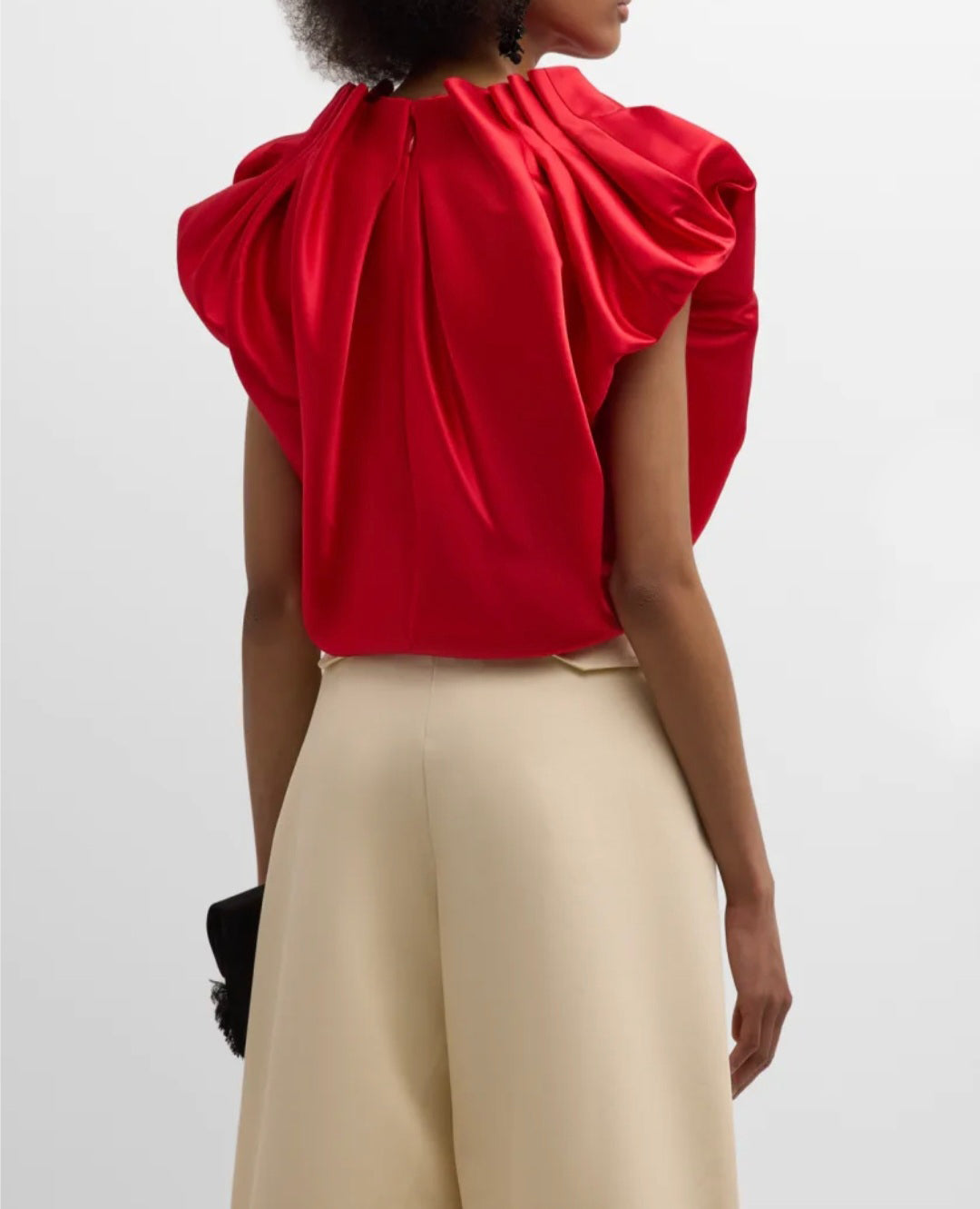 Red Satin Top | Satin Crop Top | Satin Top with Gathers