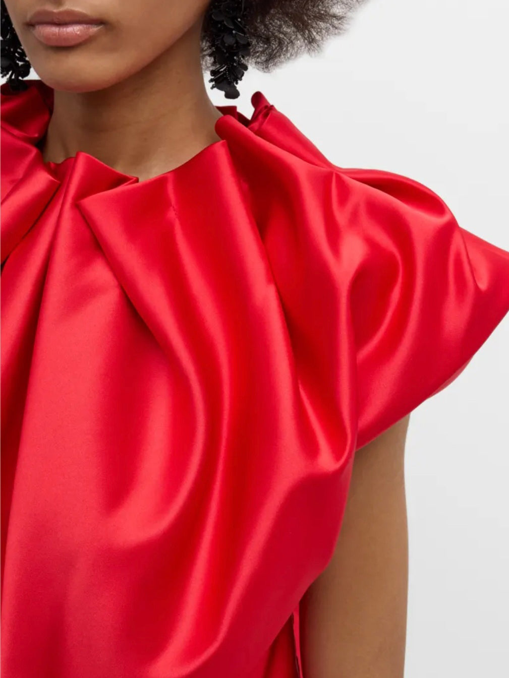 Red Satin Top | Satin Crop Top | Satin Top with Gathers