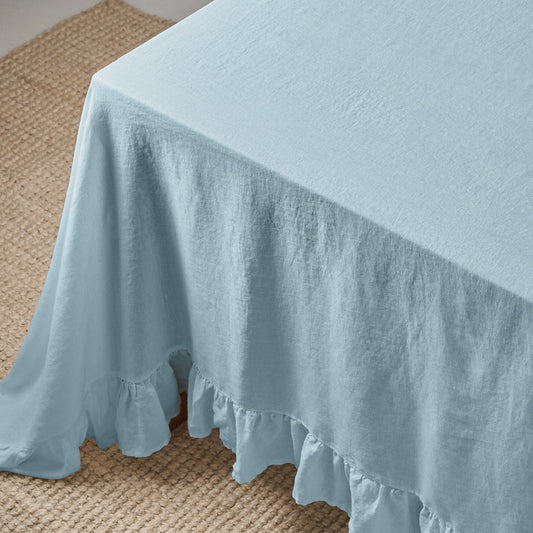 Powder Blue Table Cloth with Ruffles