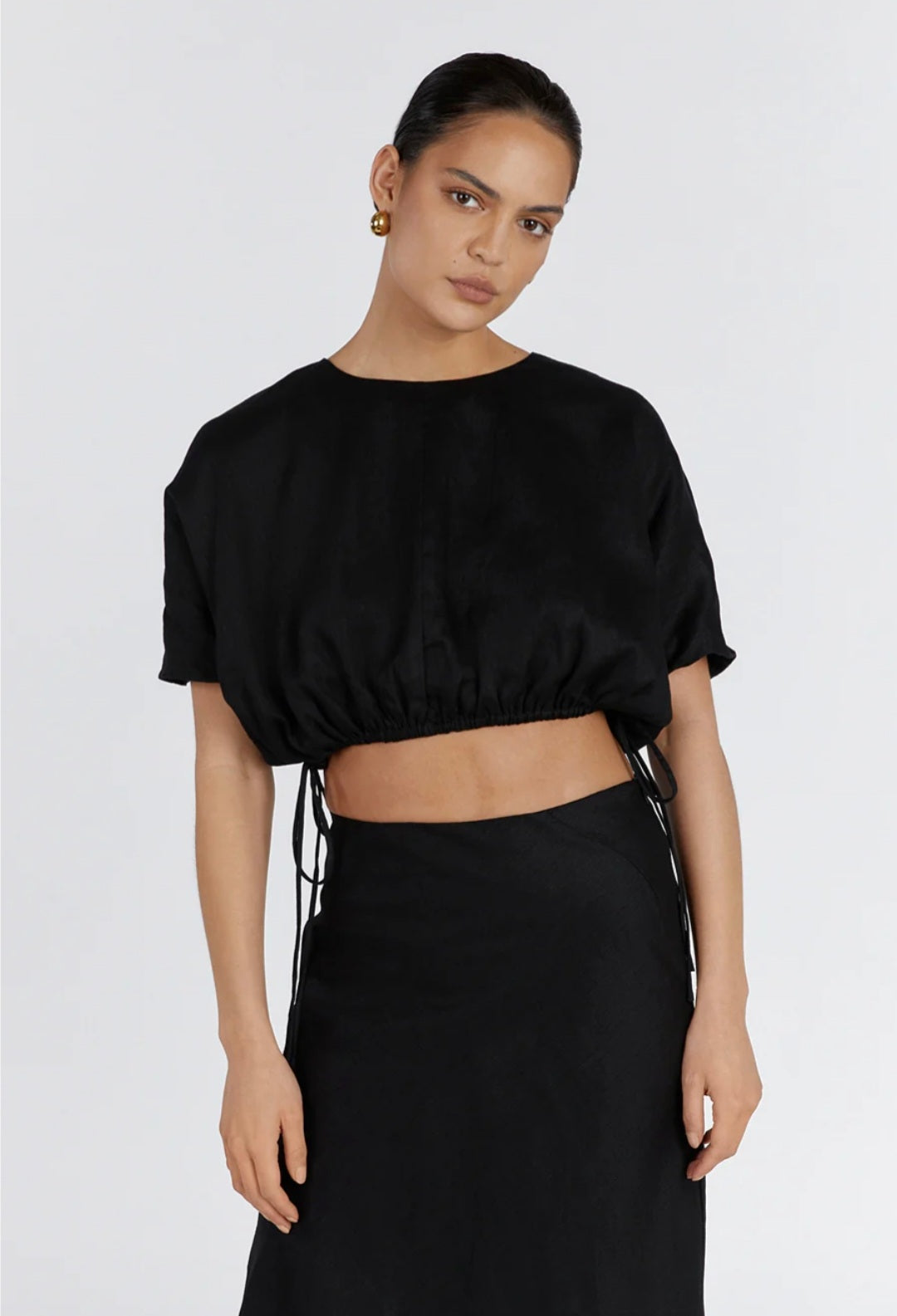 Black Linen Top | Linen Top | Crop Top | Summer Top | Kaftan Top