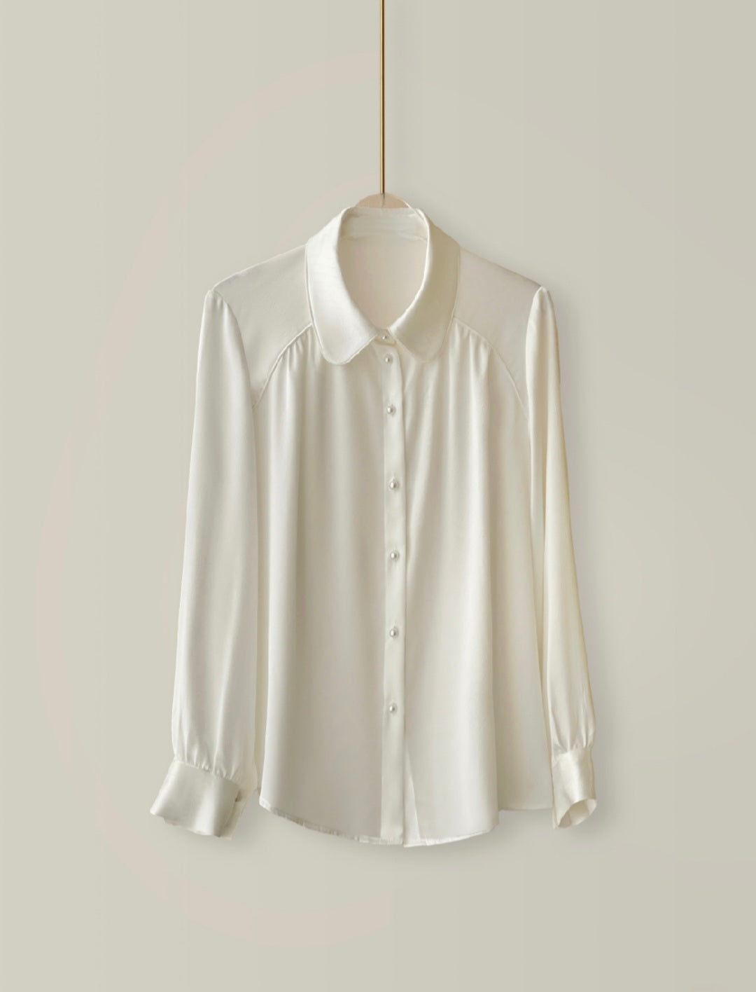 Satin Shirt with Pearl Buttons and Rounded Collar – November 28