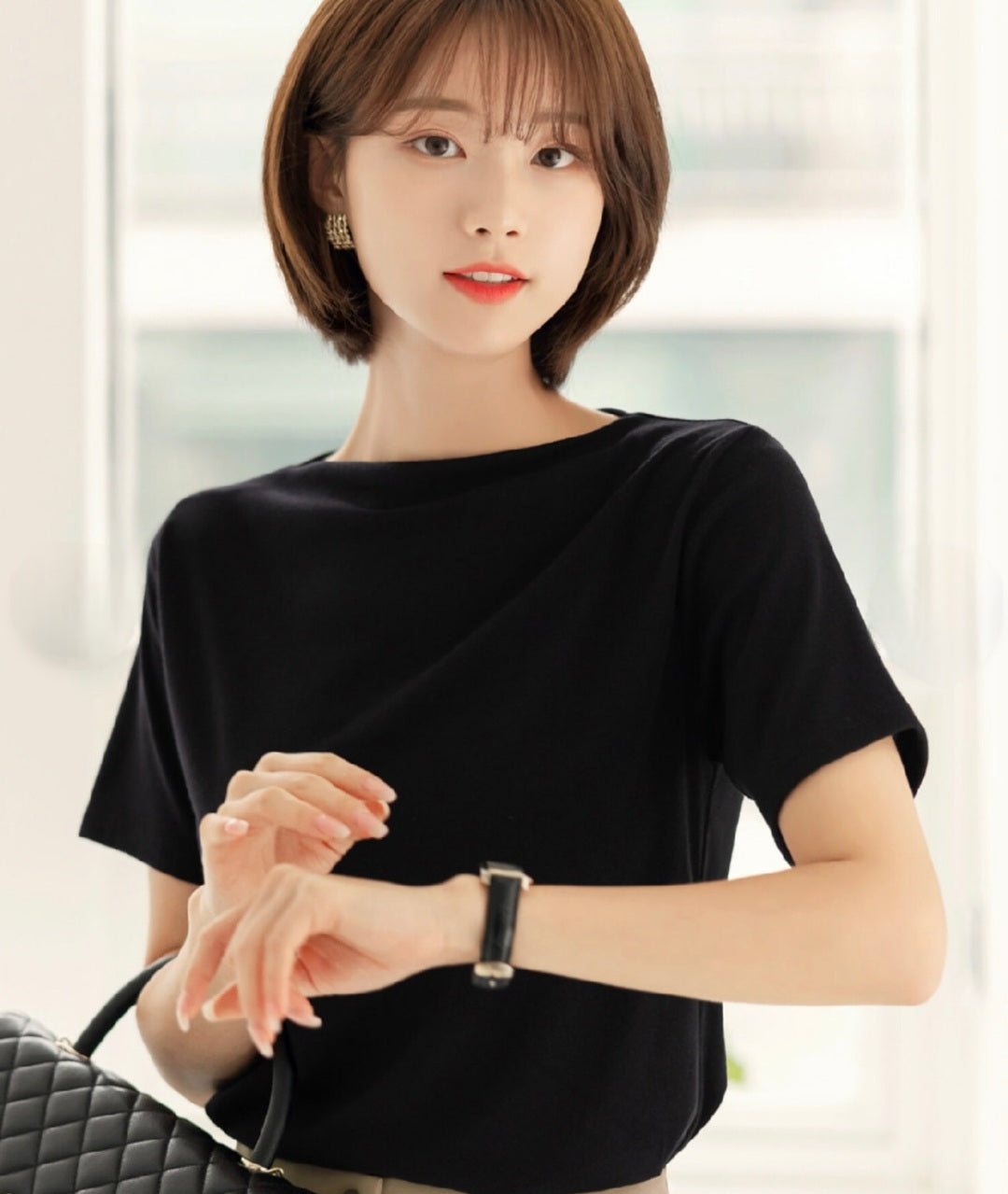 Short Sleeve Boat Neck Top | Korean Style Top | Office Look Top | Ever