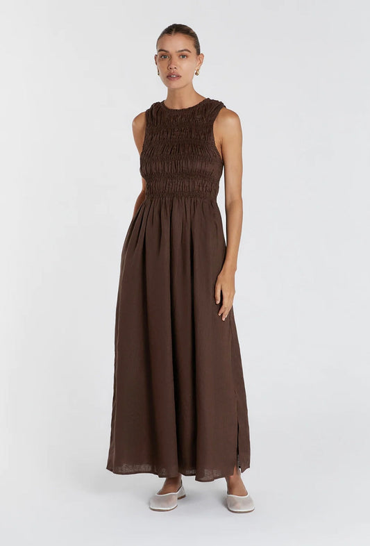 Brown Linen Dress | Maxi Dress | Linen Dress | Linen Clothing | 100% O