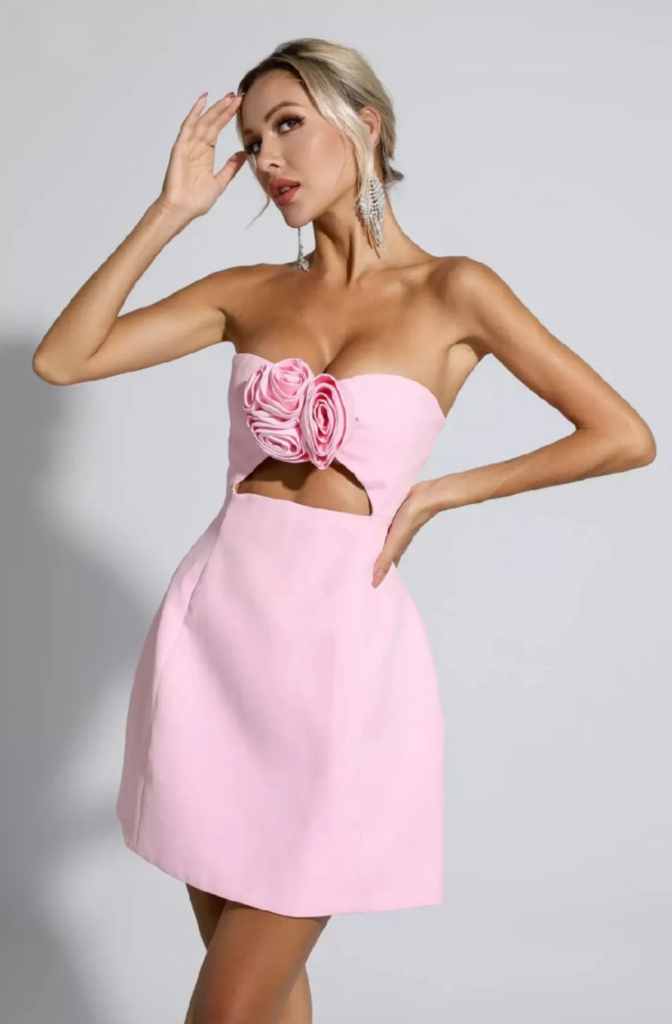 Baby Pink Crepe Tube Dress | Mini Dress | Crepe Dress | Tube Dress