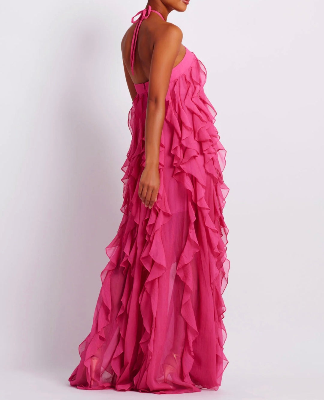 Hot Pink Chiffon Dress | Maxi Dress | Chiffon Dress | Pink Dress | Fri