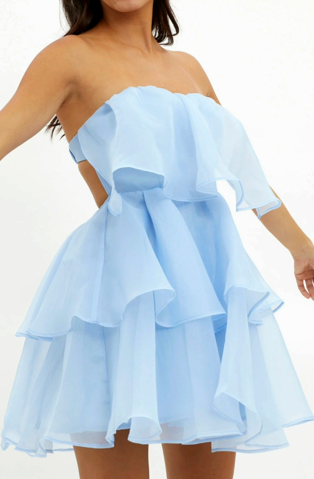 Sky Blue Organza Tube Dress | Mini Dress | Organza Dress