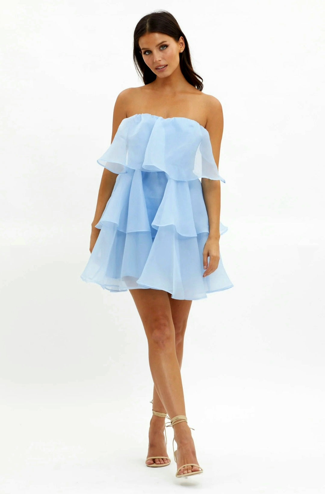 Sky Blue Organza Tube Dress | Mini Dress | Organza Dress