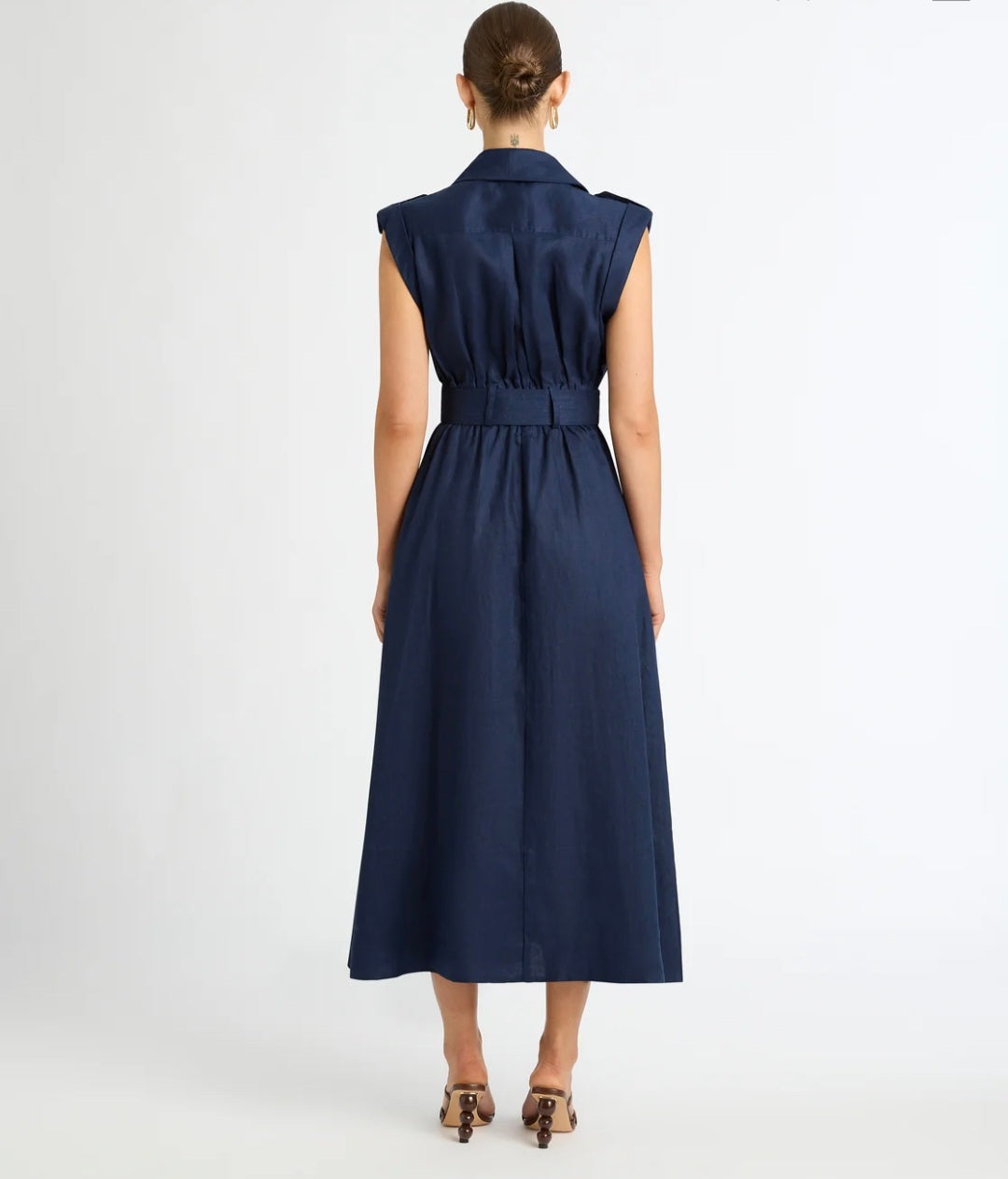 Navy Blue Linen Clothing for Women | Organic Linen Maxi Dress