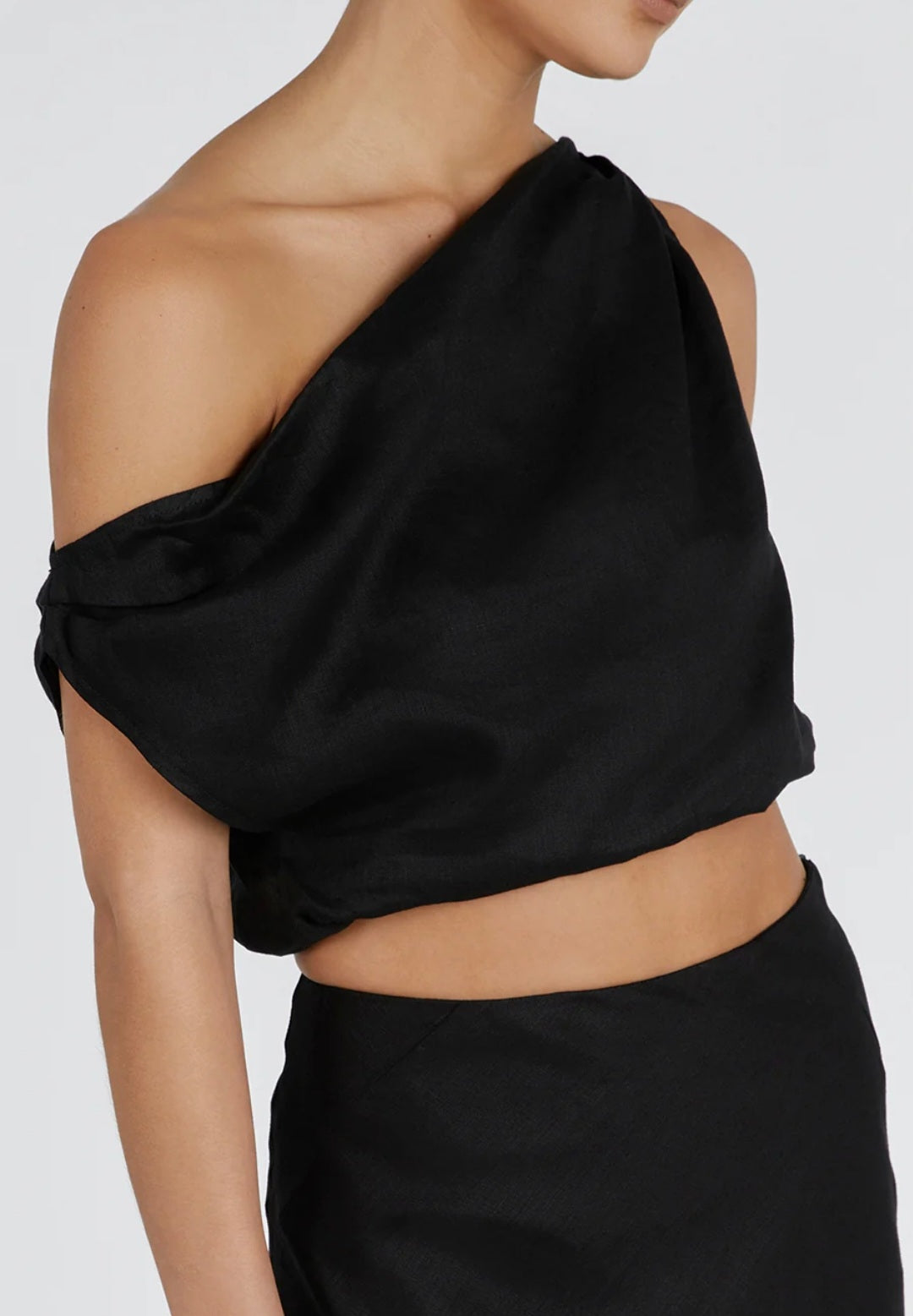 Black Linen Top | Linen Top | One Shoulder Top | Summer Top | 100% Org